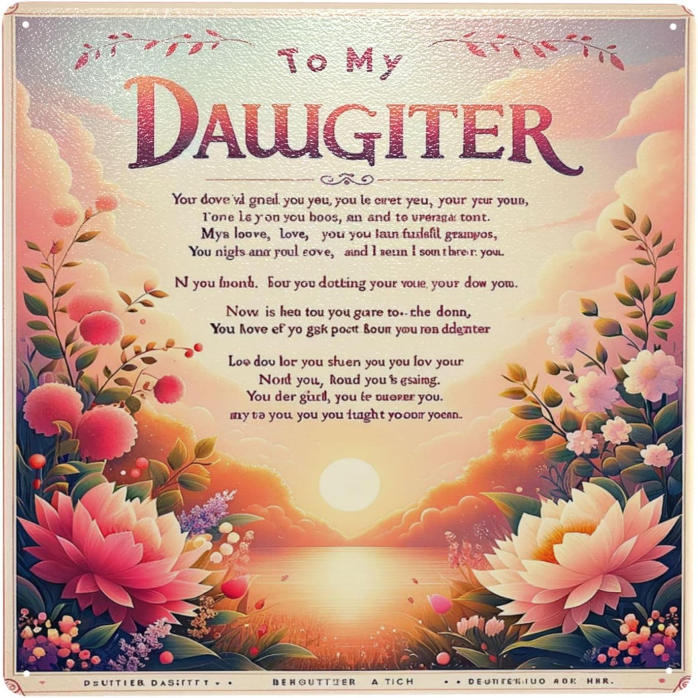 Floral Sunrise Metal Wall Art Sign for Daughters Room