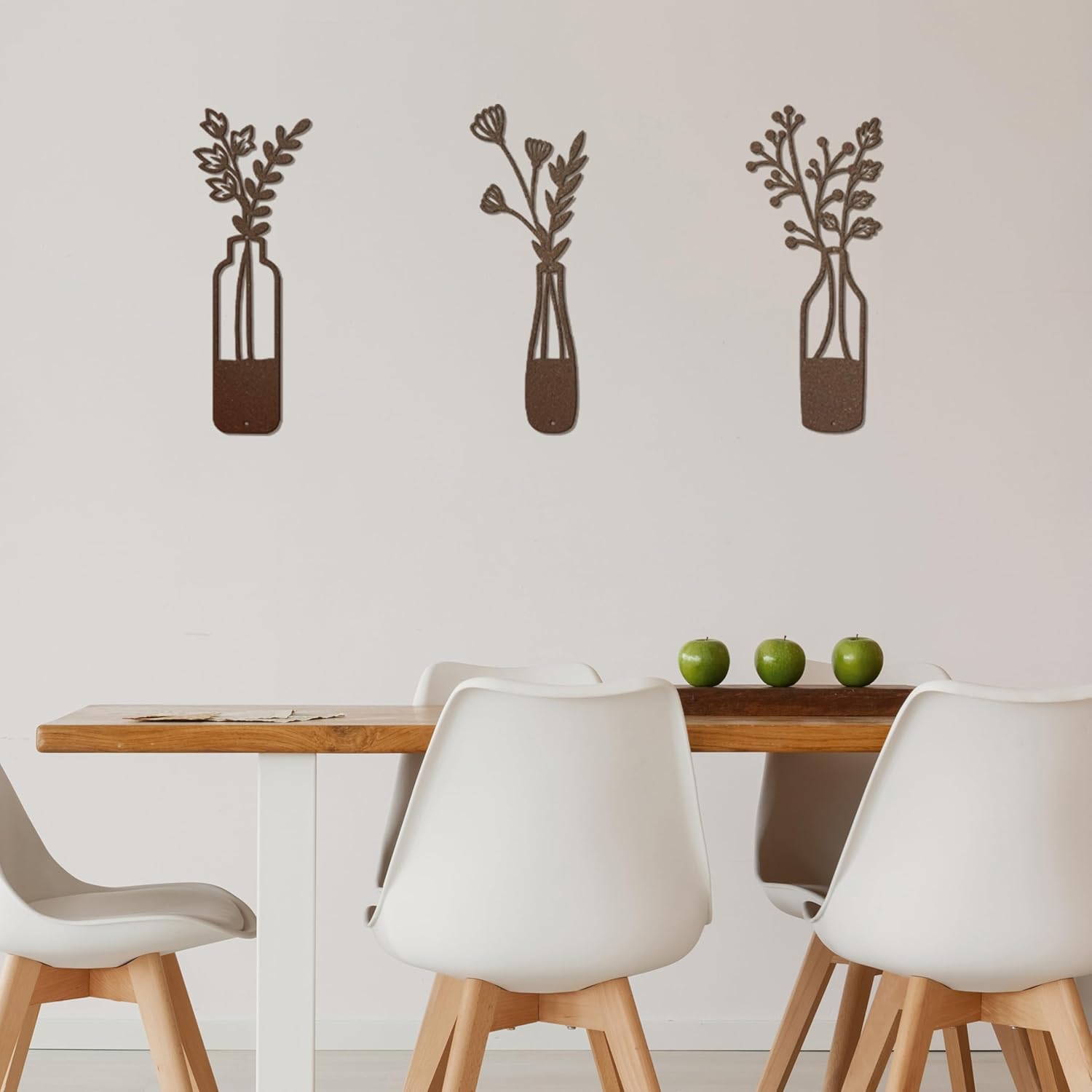 3-Piece Metal Flower Wall Art - Rustic Farmhouse Rust Finish