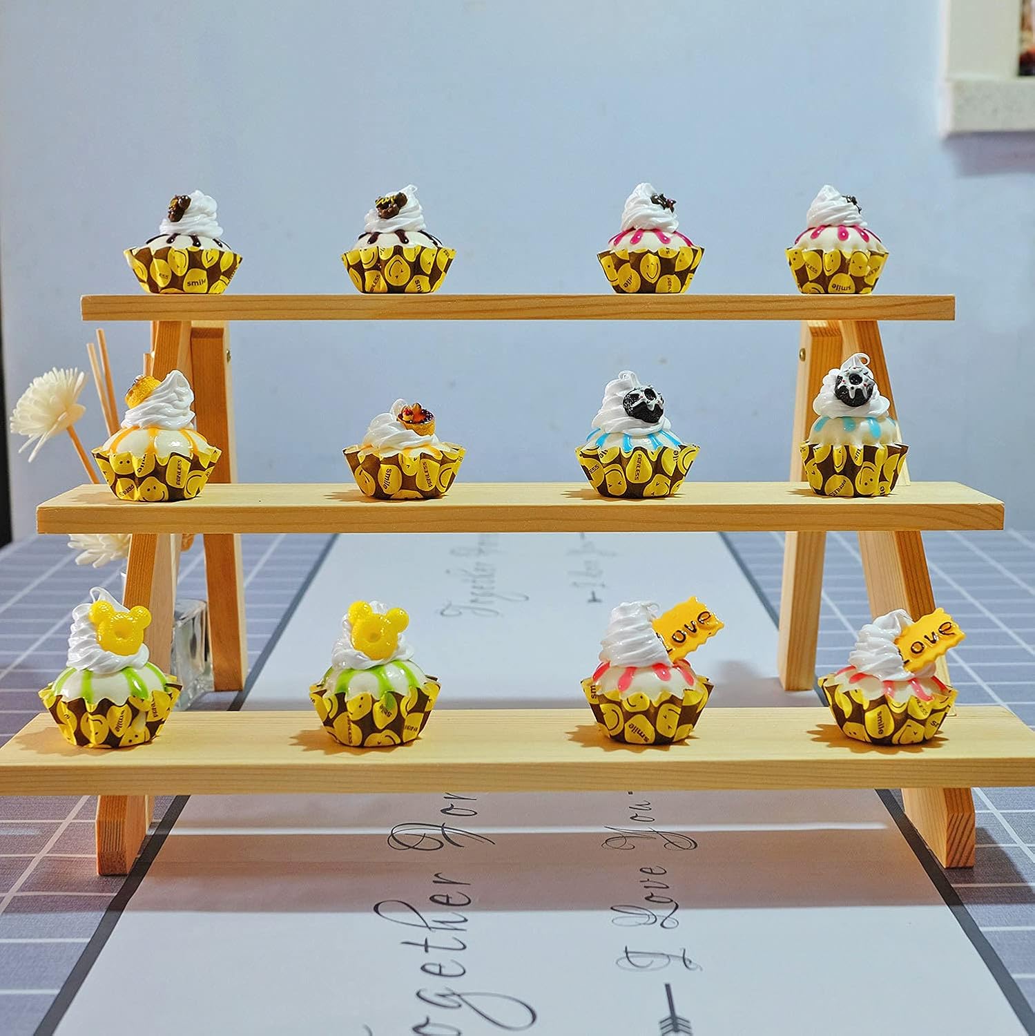 LUBANHAND 3 Steps Display Riser 2pcs Earring Showcase Stand