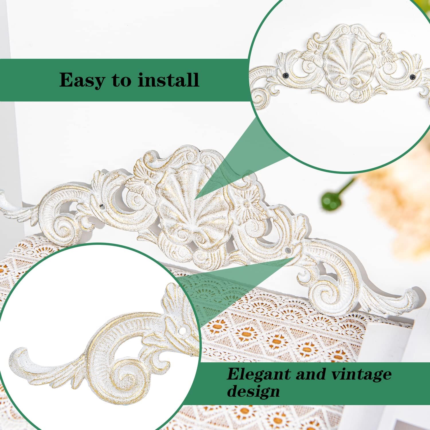 Sungmor 2PC Cast Iron Fleur De Lis Wall Decor