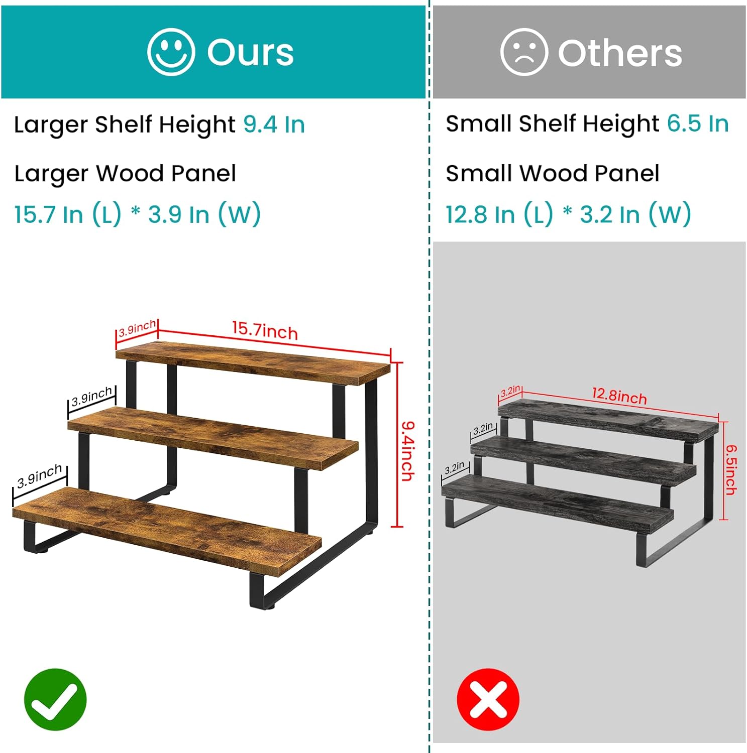 ELITEROO 3 Tier Wooden Display Riser Stand for Vendors
