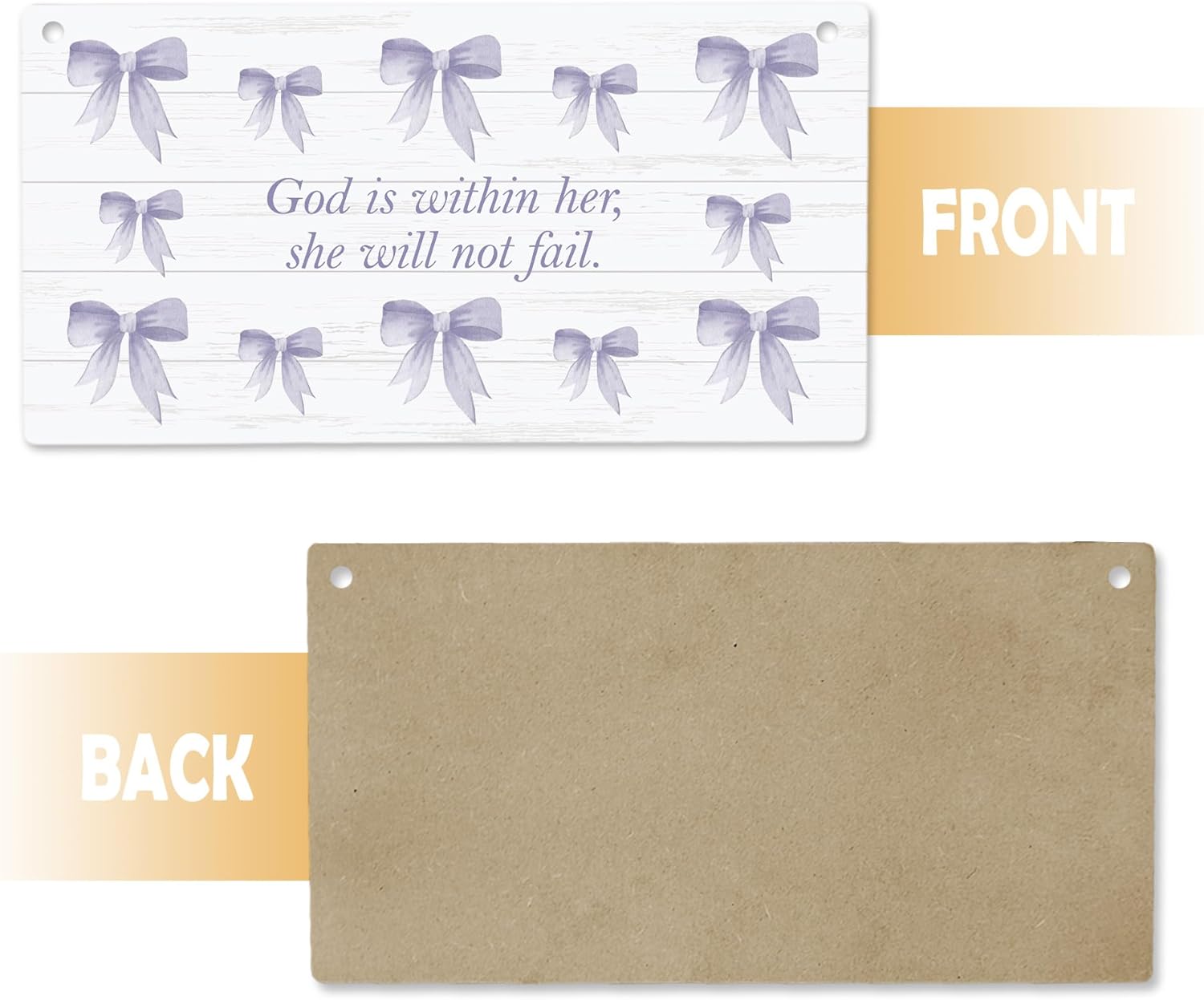 CGBHW Purple Bow Christian Bible Verse Wooden Wall Sign
