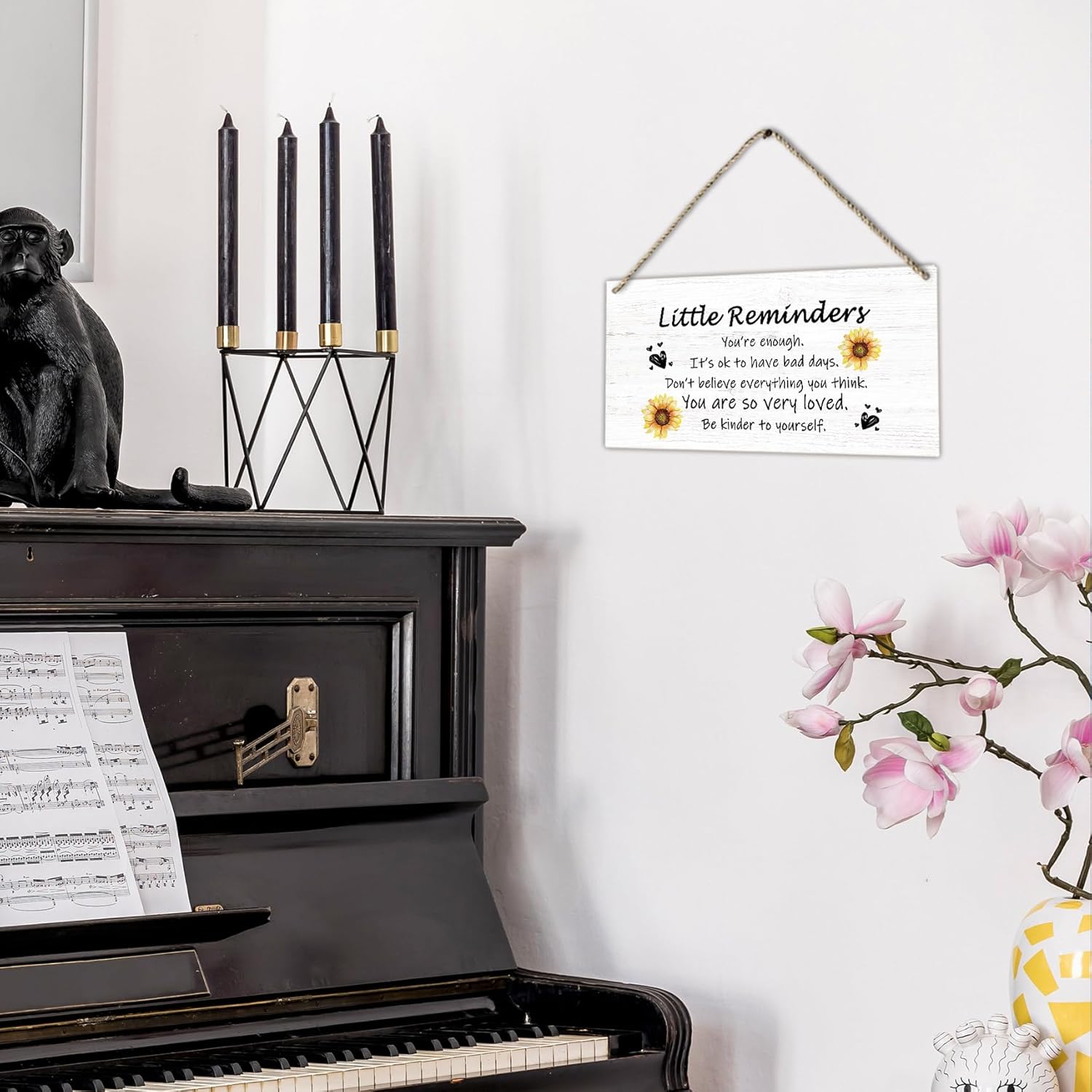 PHAMTE Positive Signs Wooden Wall Plaque 12x6 Inches