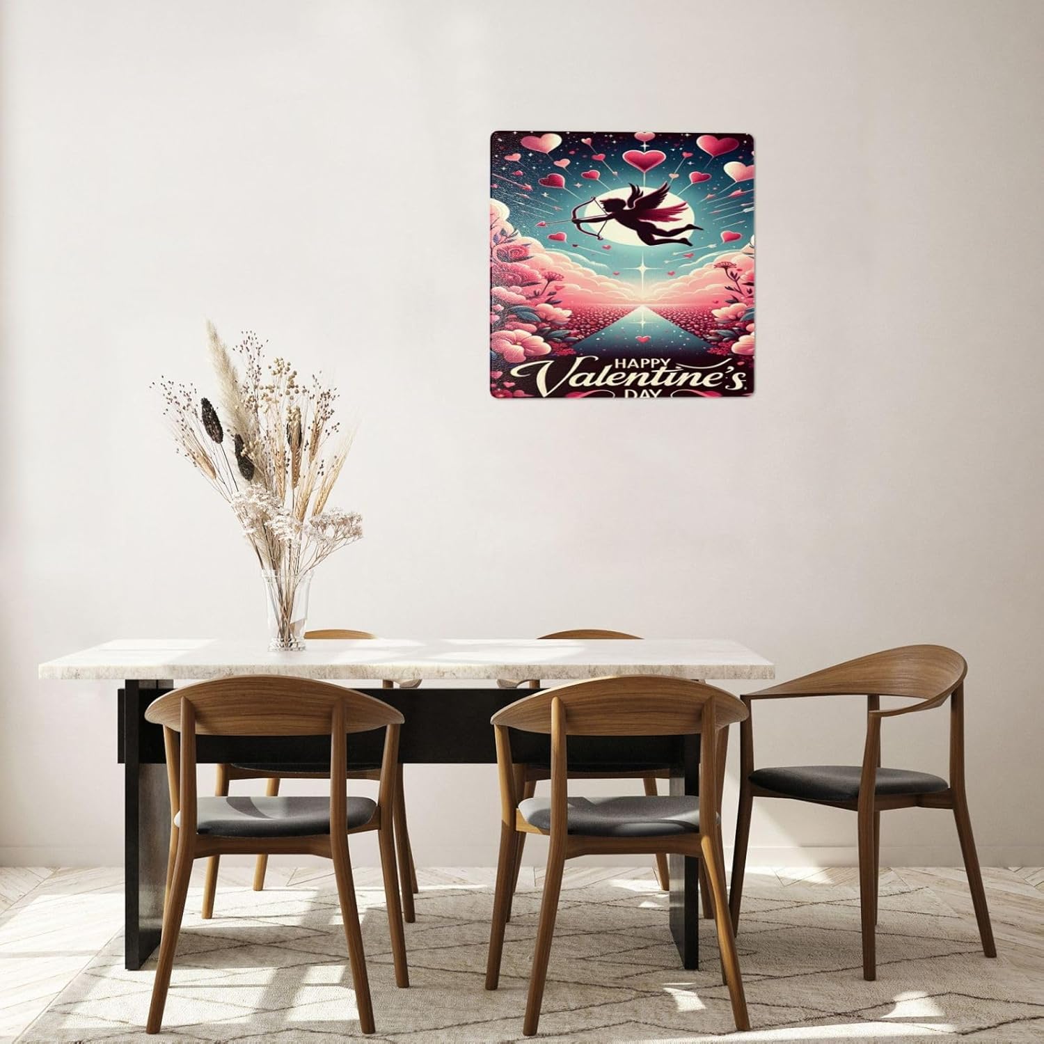 Retro Metal Wall Decor Sign with Love Theme 8x8inch