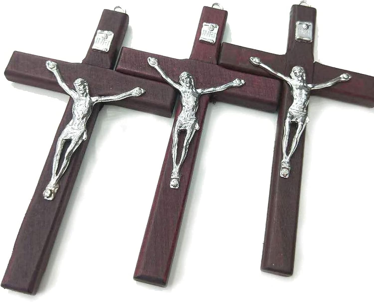 CHENGXIN Catholic Wall Cross 3 Pack Small Wooden Cross with Jesus