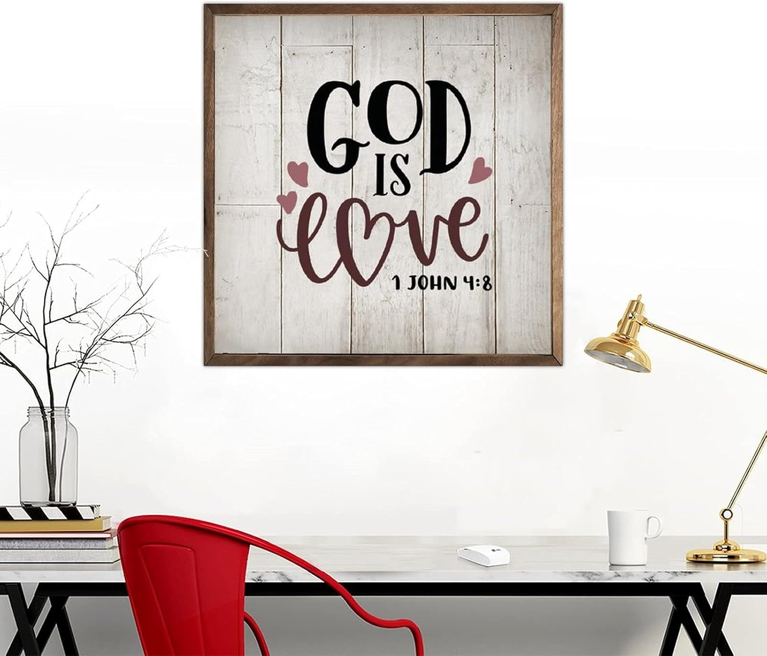 God Is Love Frame Wood Sign 1 John 4 8 Christian Wall Art