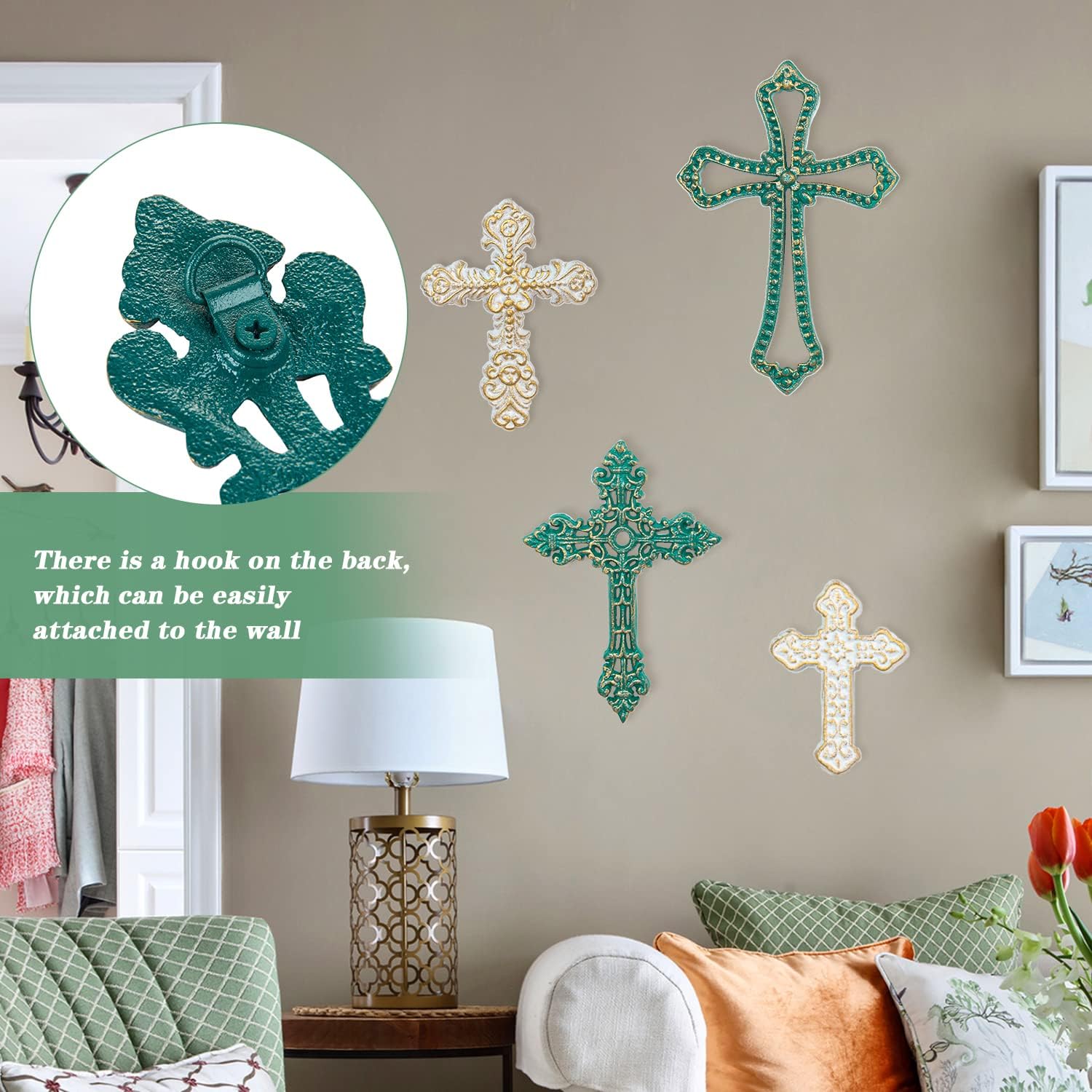 Sungmor 4PC Embossed Cast Iron Wall Cross Decor