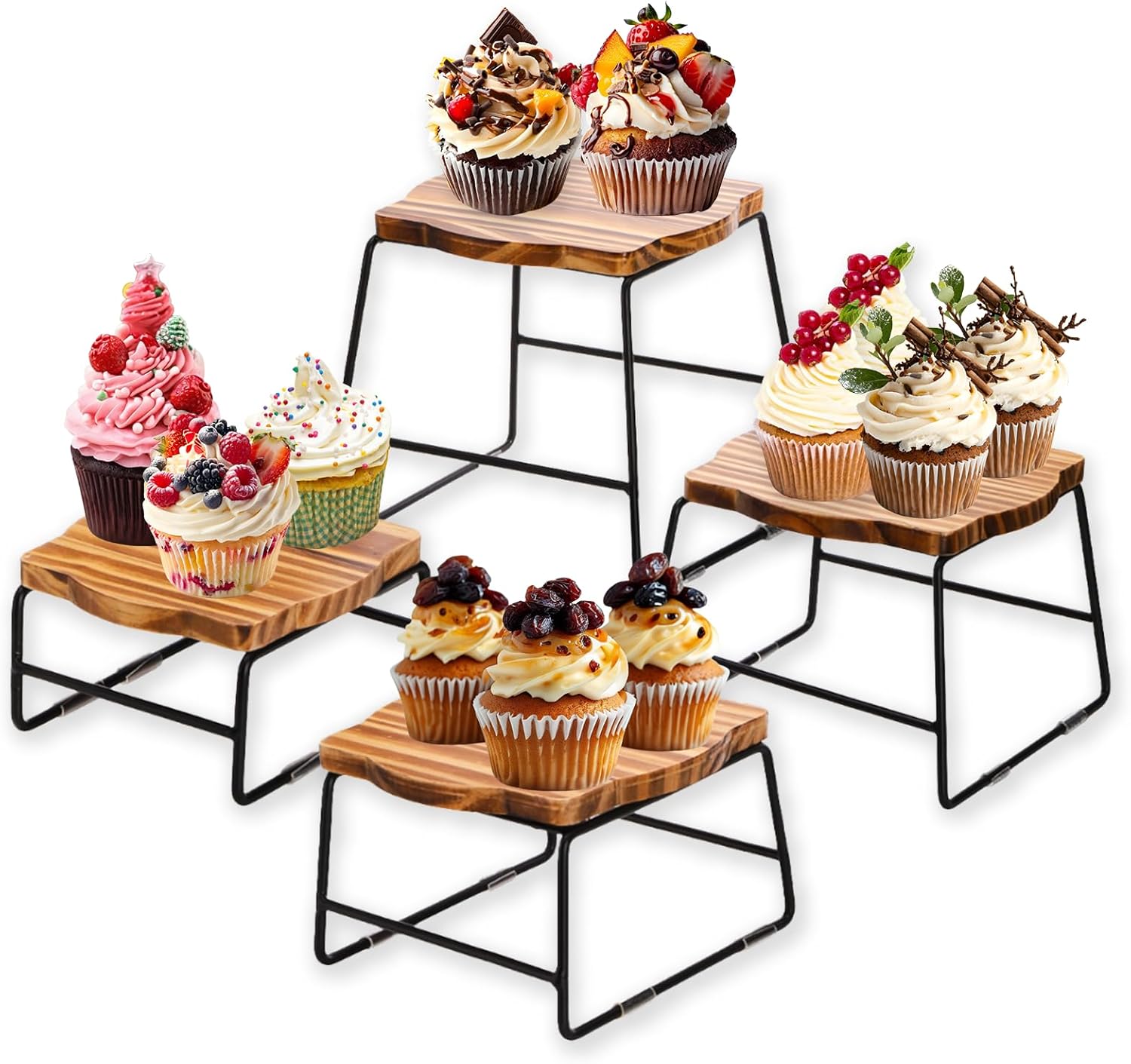 ZENFUN 4 Piece Wood Buffet Risers Set