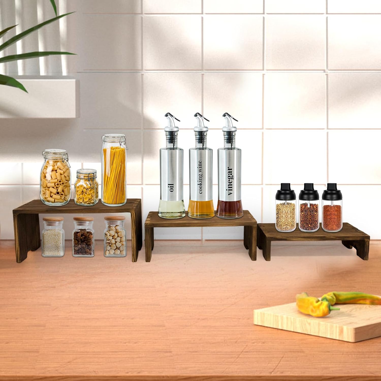 6-Piece Wood Display Risers Set for Home Dcor