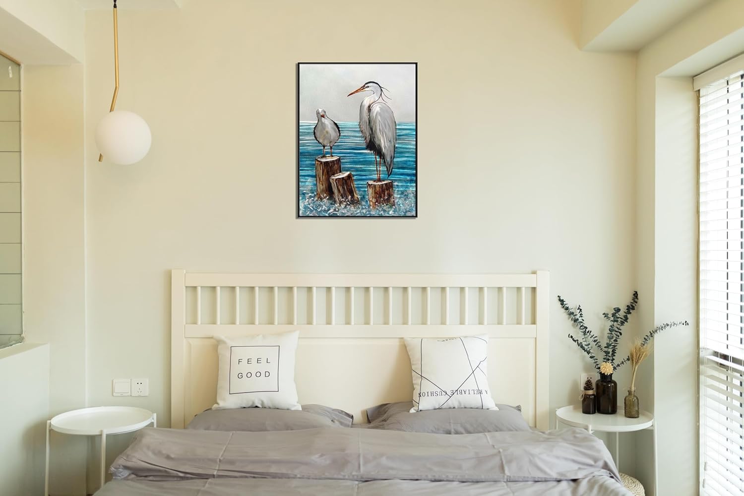 Heron and Seagull Metal Wall Sculpture Silver Aqua Aluminum Art