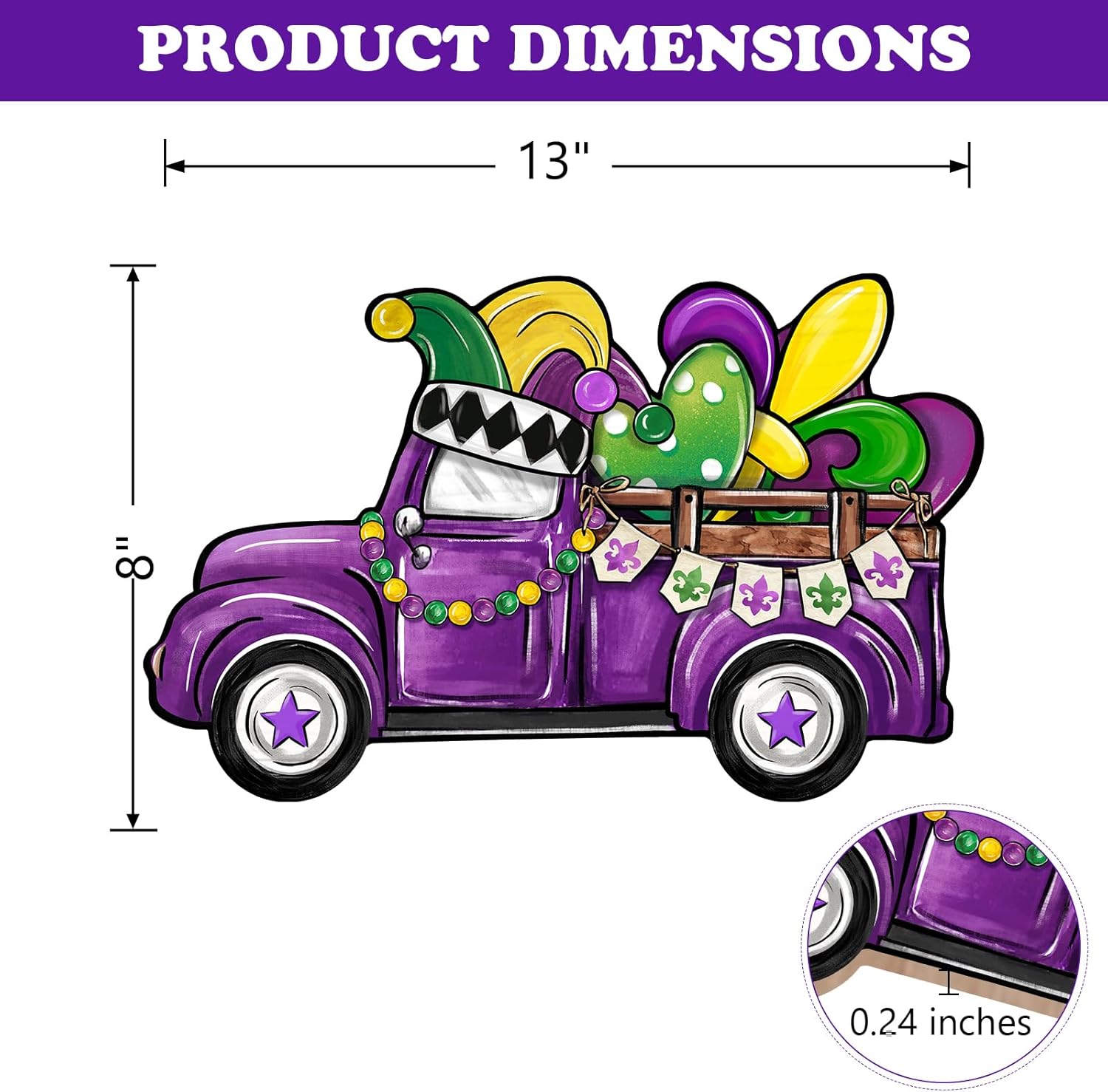 Bolisom Mardi Gras Purple Truck Door Sign