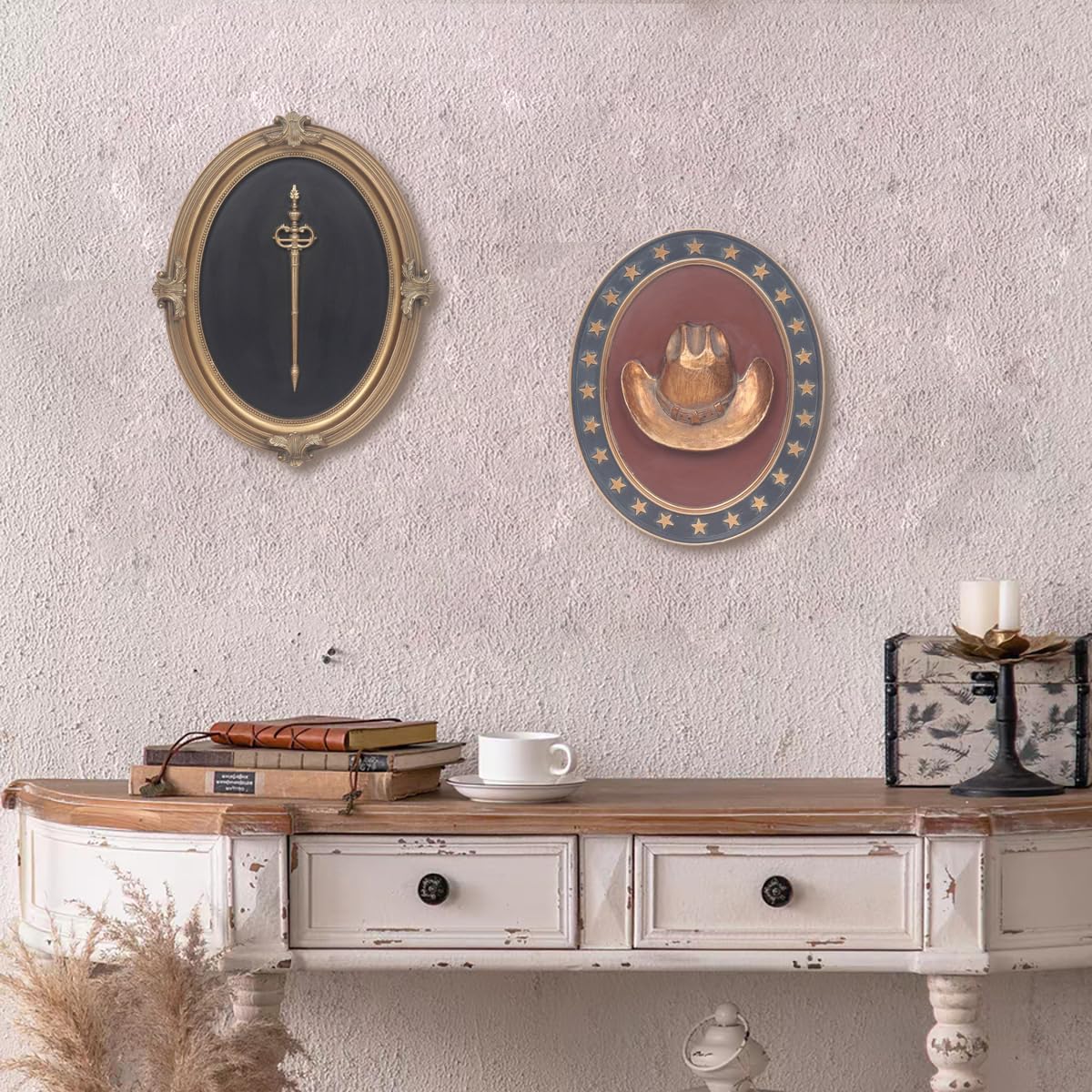 Esvinte Vintage Wall Sculpture with Cowboy Hat