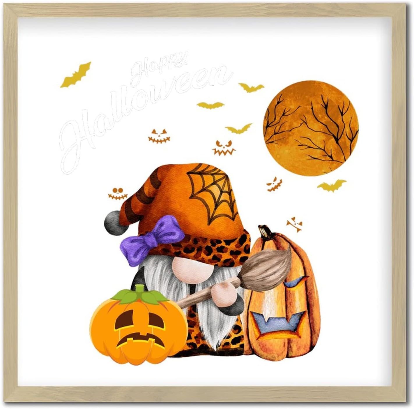 Fall Gnome Halloween Wood Sign 12x12in