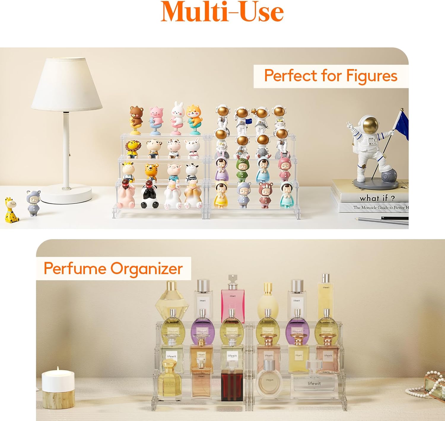 Lifewit 4 Tier Clear Display Riser Stand 9 Inch 2-Pack