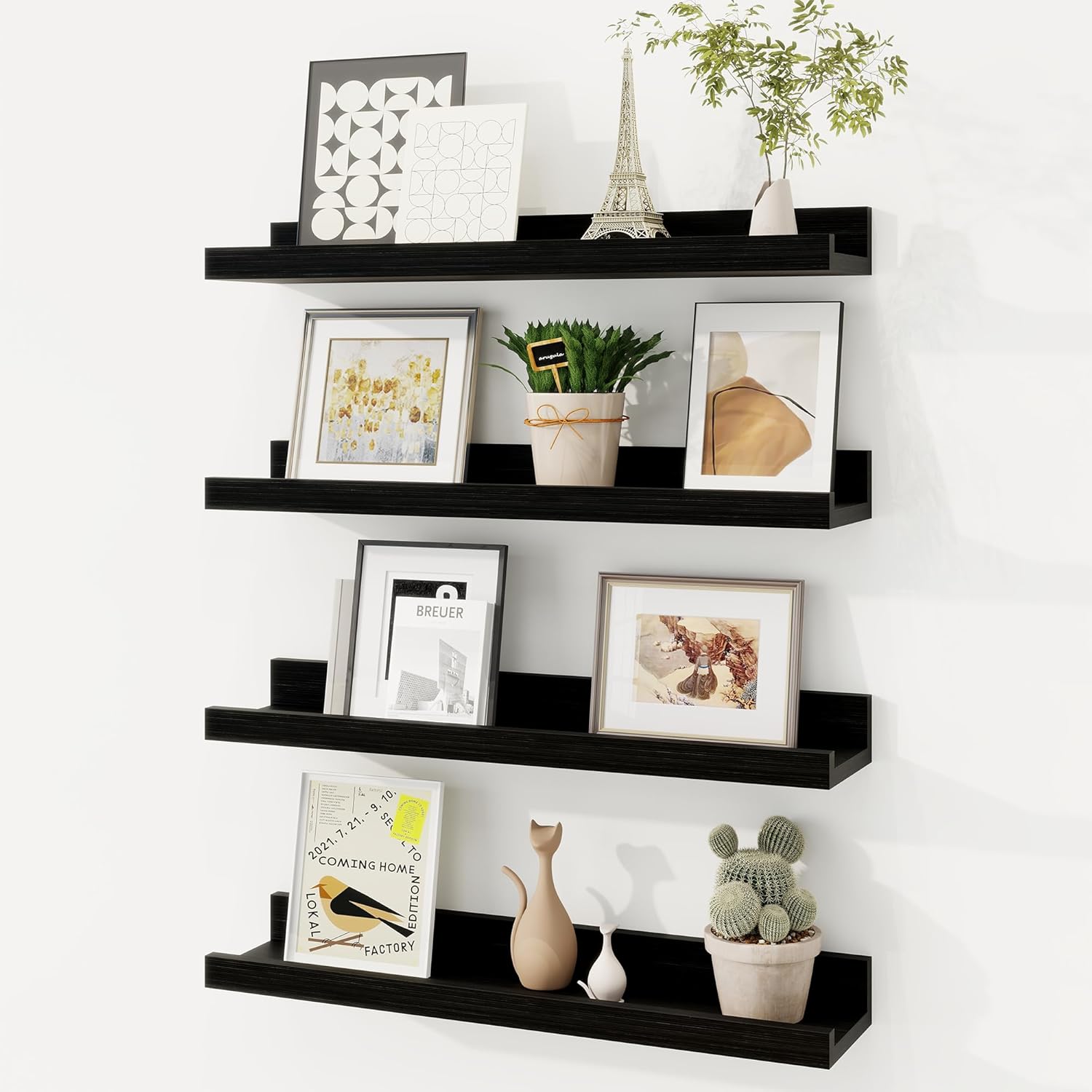 Fun Memories Picture Ledge Shelf Set of 4 Black