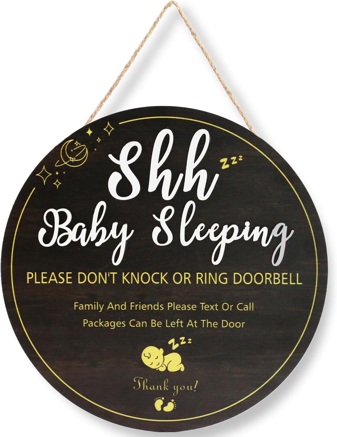 Baby Sleeping Sign Front Door Welcome Wooden Decor