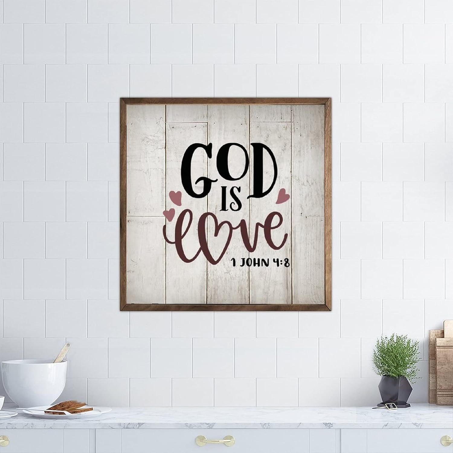 God Is Love Frame Wood Sign 1 John 4 8 Christian Wall Art