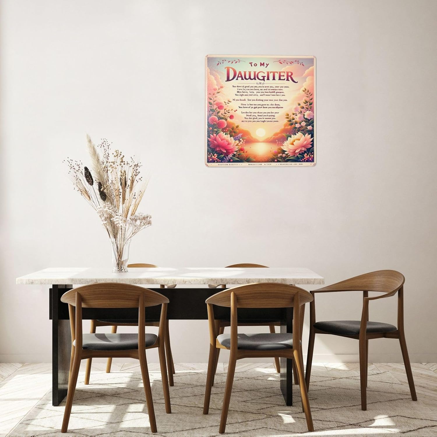Floral Sunrise Metal Wall Art Sign for Daughters Room