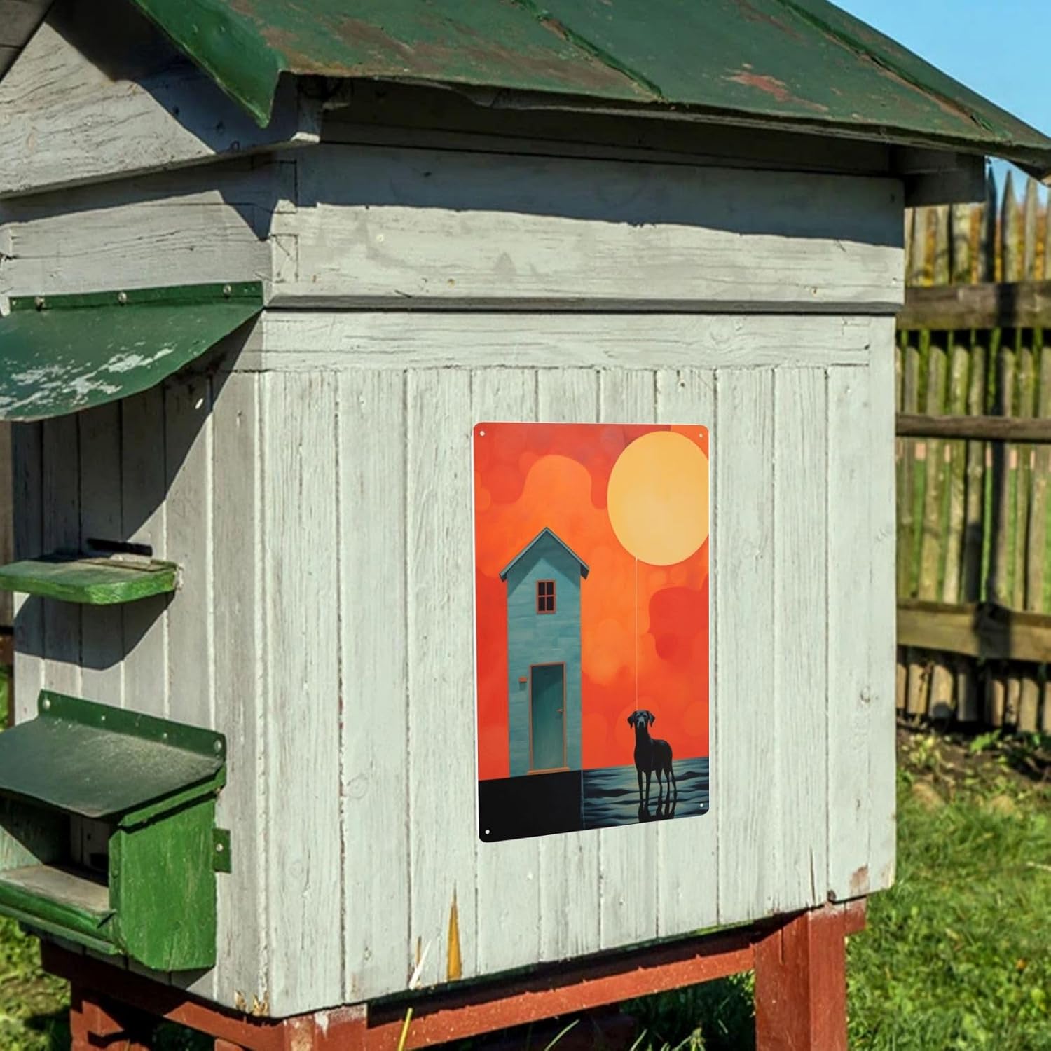 Solar Serenity Modern Dog House Wall Decor Tin Sign