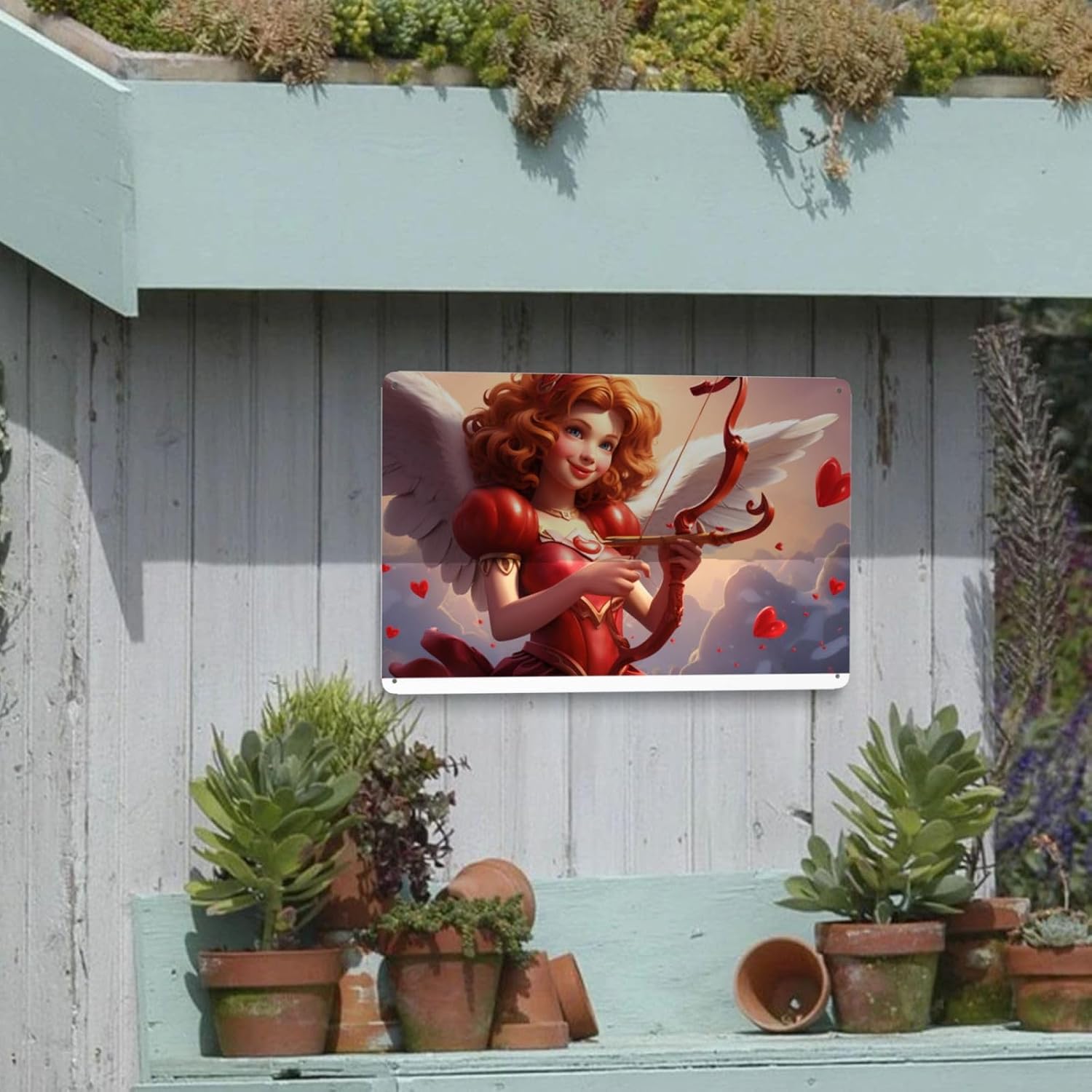 Enchanting Cupid Charm Tin Sign 12x8inch