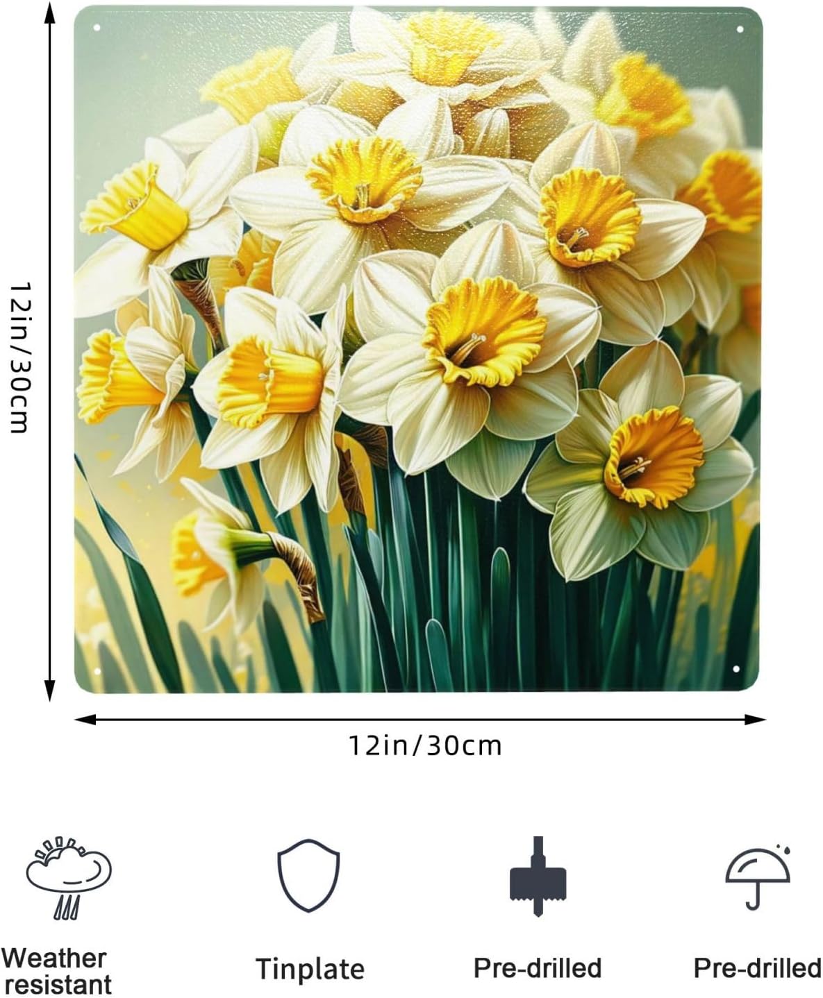 Retro Daffodils Metal Tin Sign Wall Art