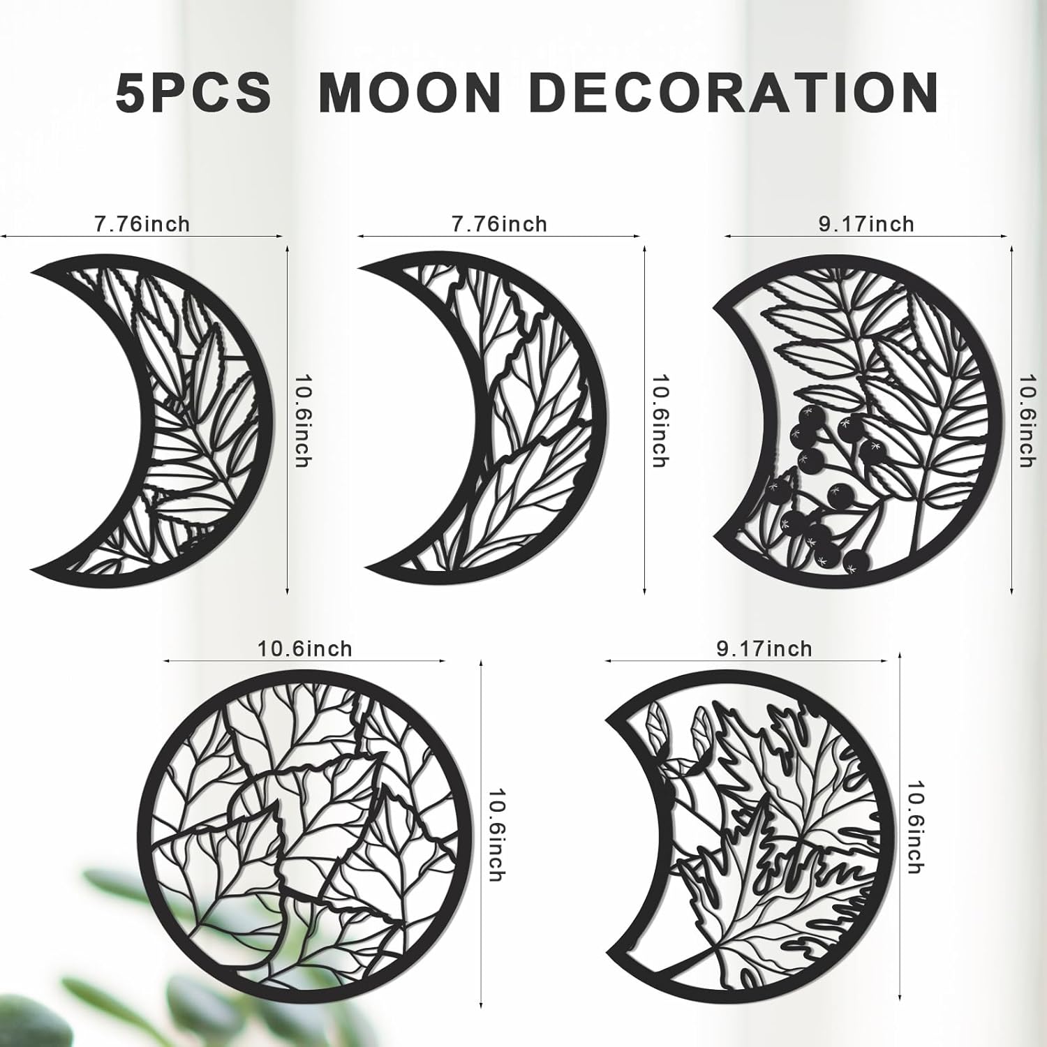 Jetec 5 Pcs Moon Phase Wall Art Decor