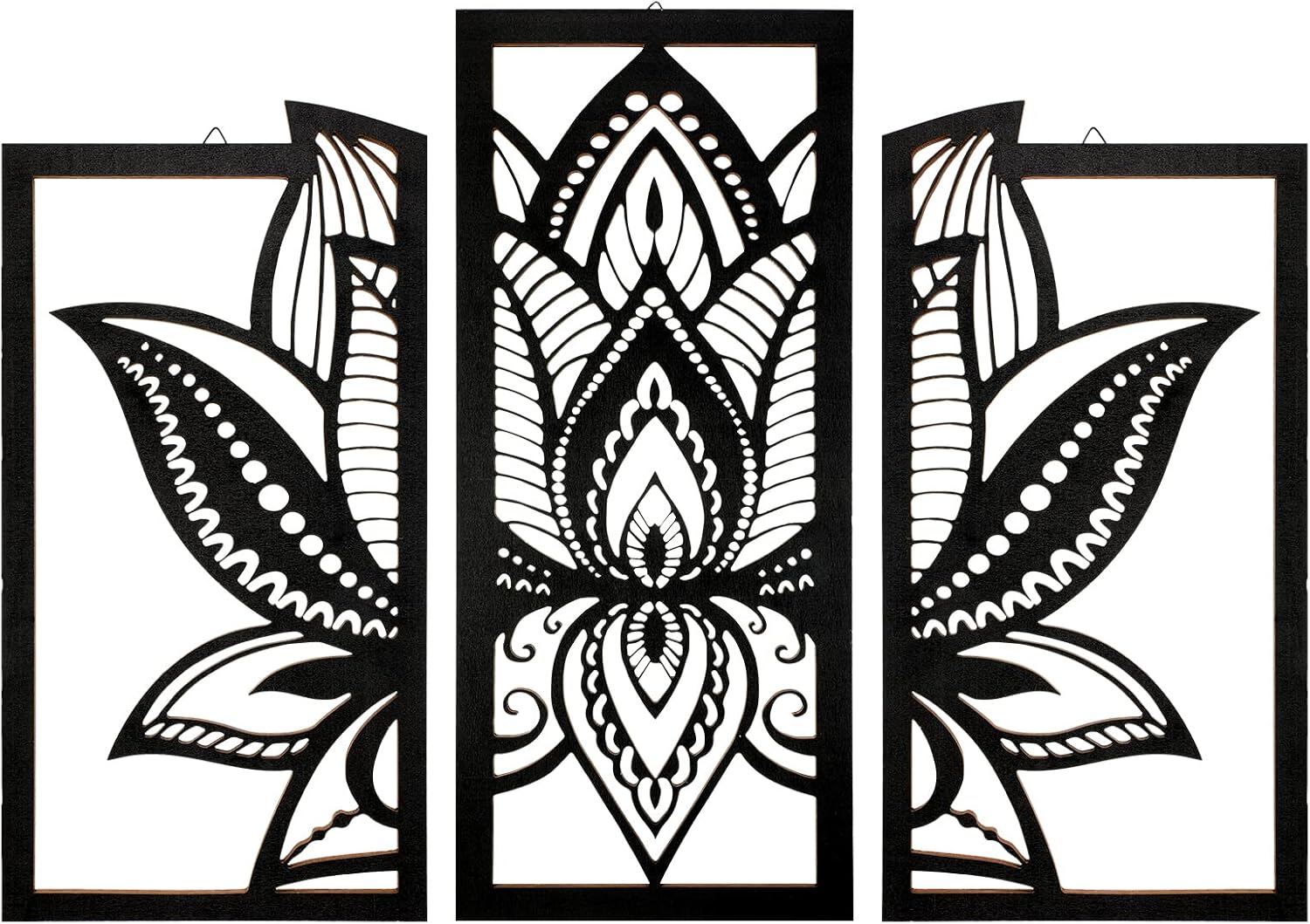 Maitys 3 Piece Black Lotus Mandala Wall Art