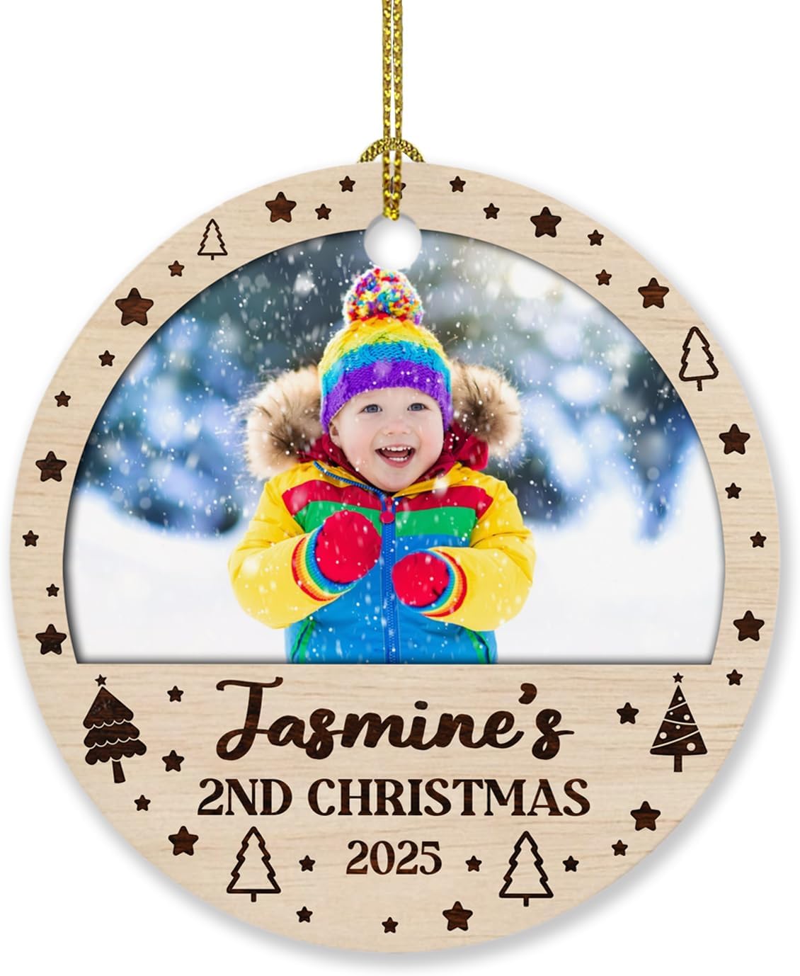 Personalized Babys Second Christmas Ornament with Photo