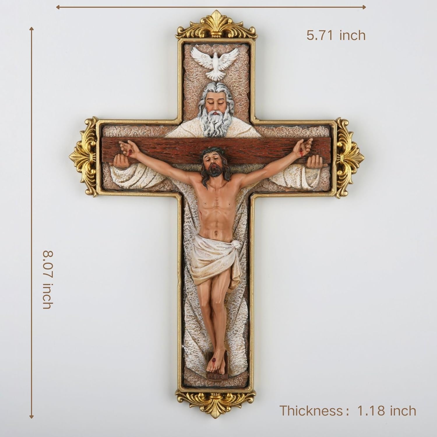 DevotedWalls Trinity Crucifix Wall Cross Hand-Crafted Catholic Art