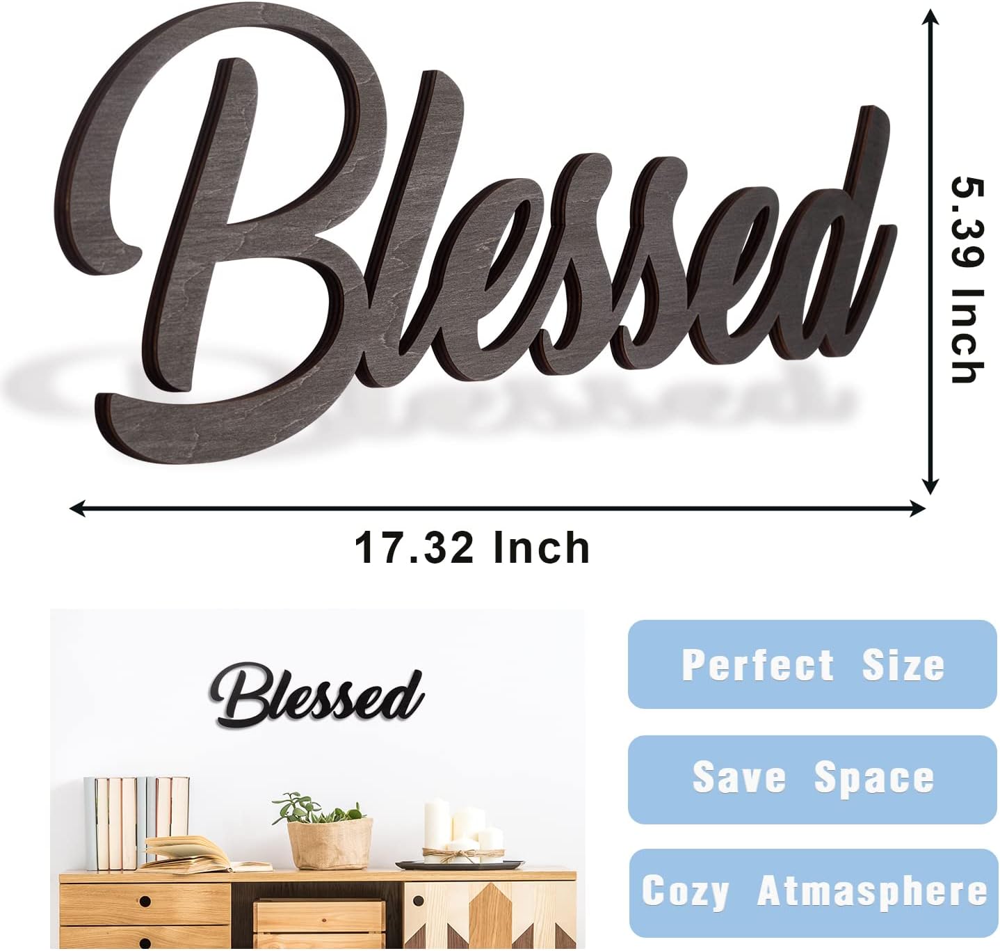 Wood Blessed Sign for Home Decor