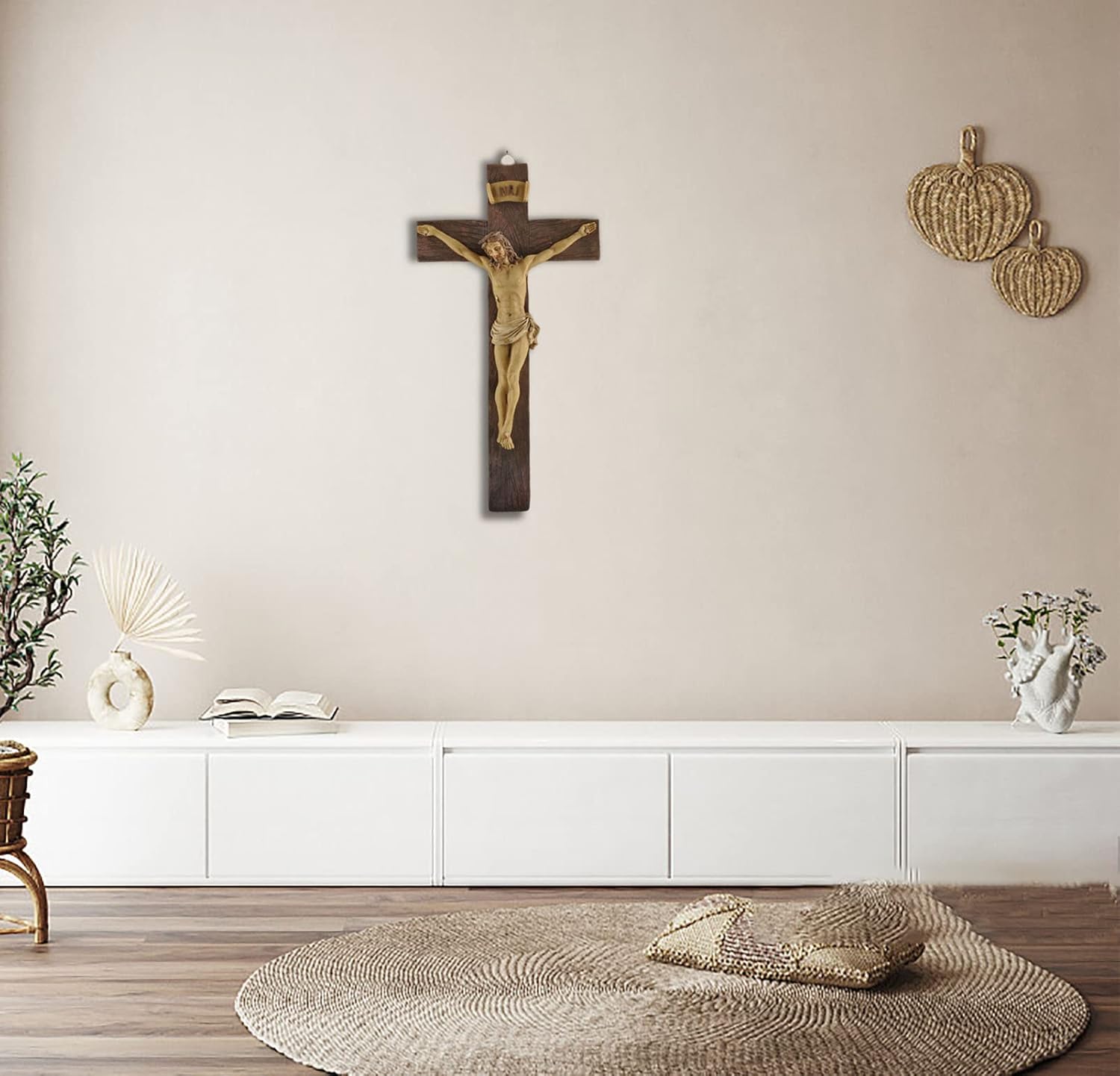 MeritMode 91 Inch Jesus Crucifix Wall Art - Handcrafted Resin Wall Cross
