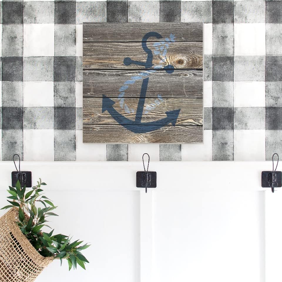 Rustic Nautical Anchor Wall Decor Sign 12x12