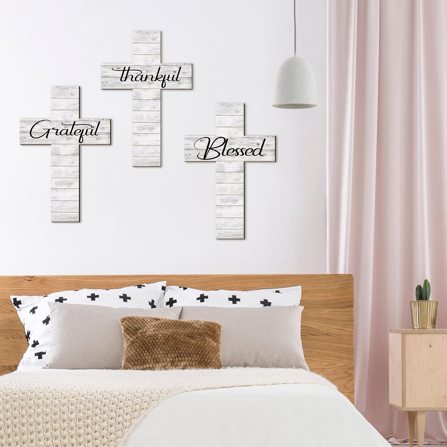 Yookeer 3 Piece Grateful Cross Wall Decor