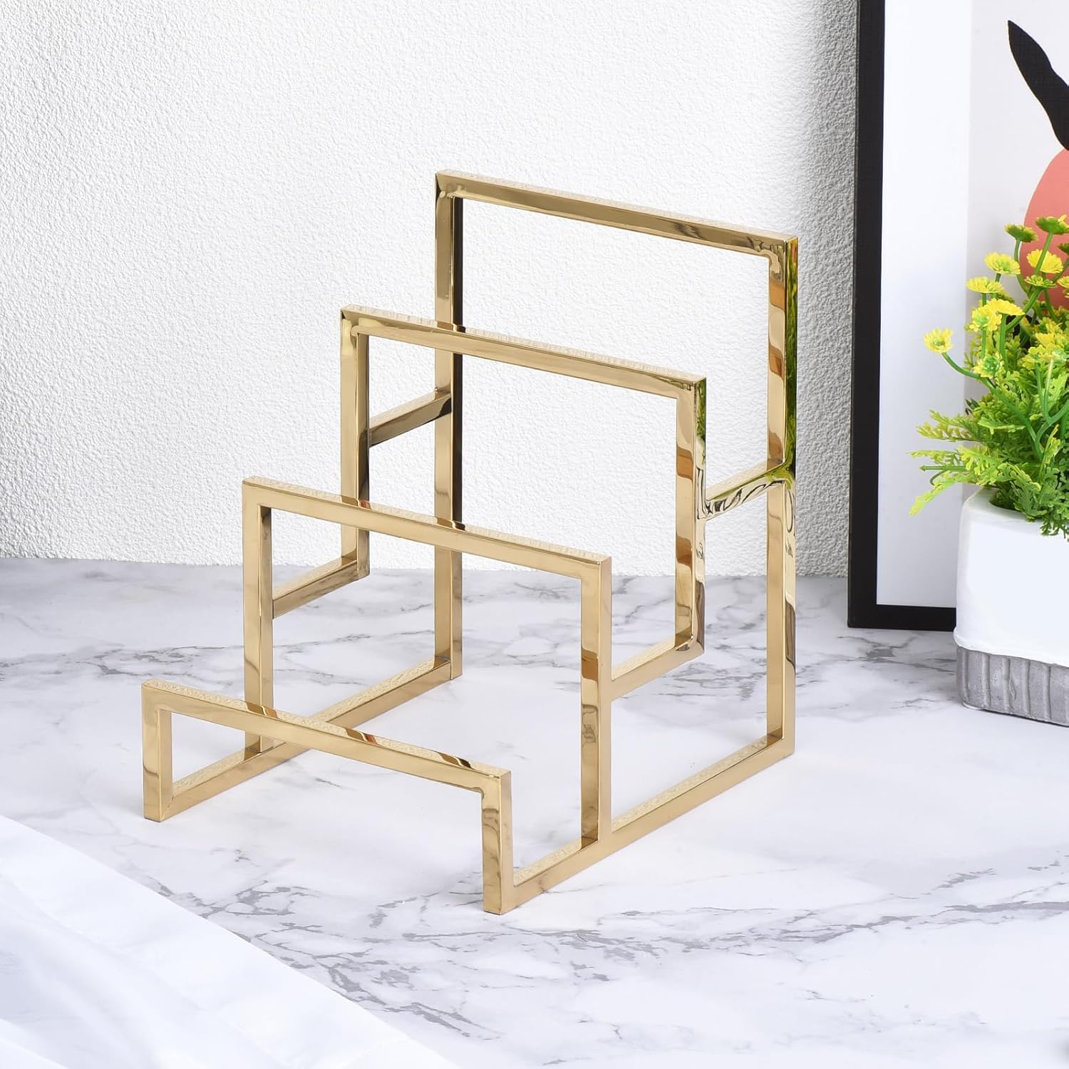 Uxcell Clutch Purse Display Stand 3 Layer Gold