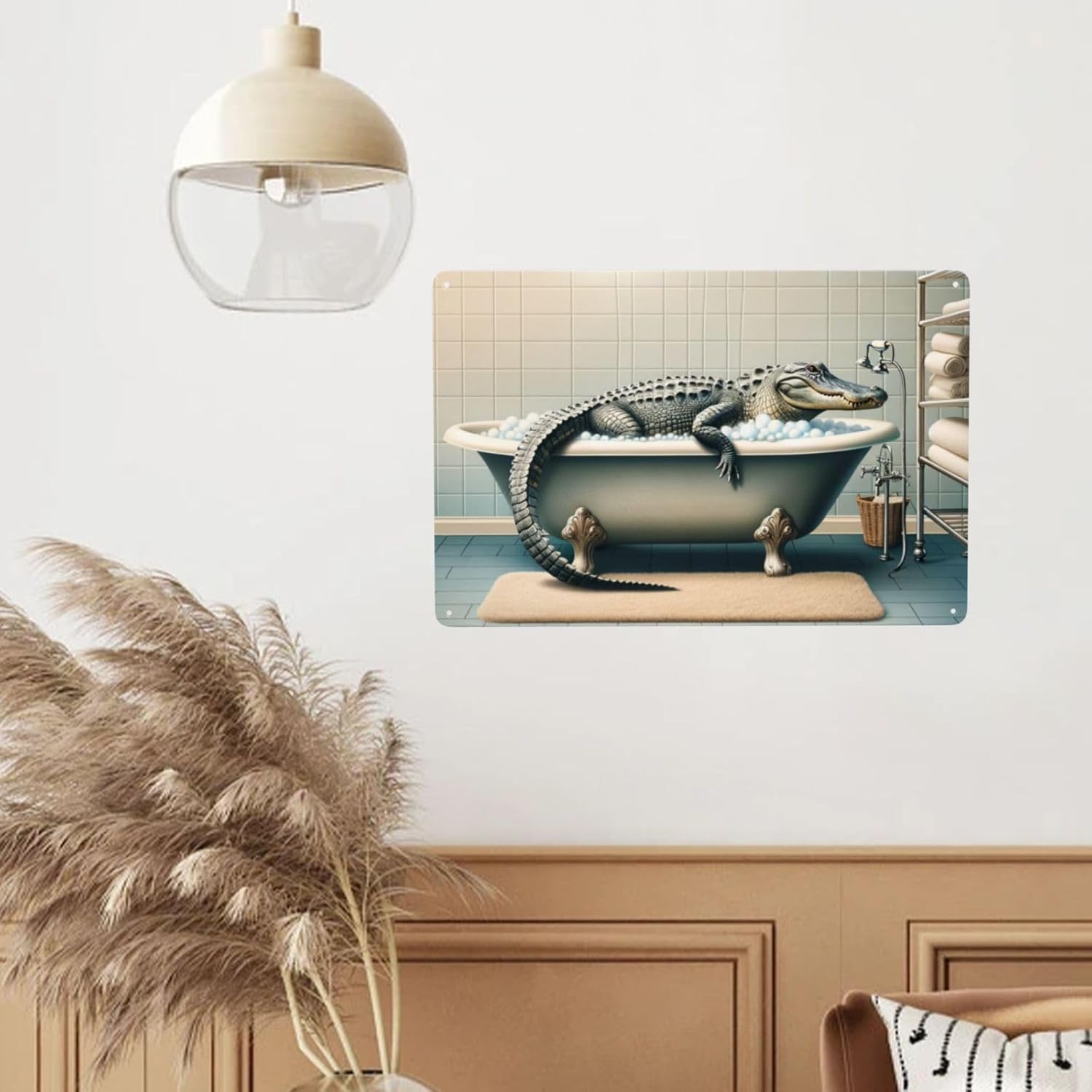 Quirky Alligator Bath Time Wall Art Decor