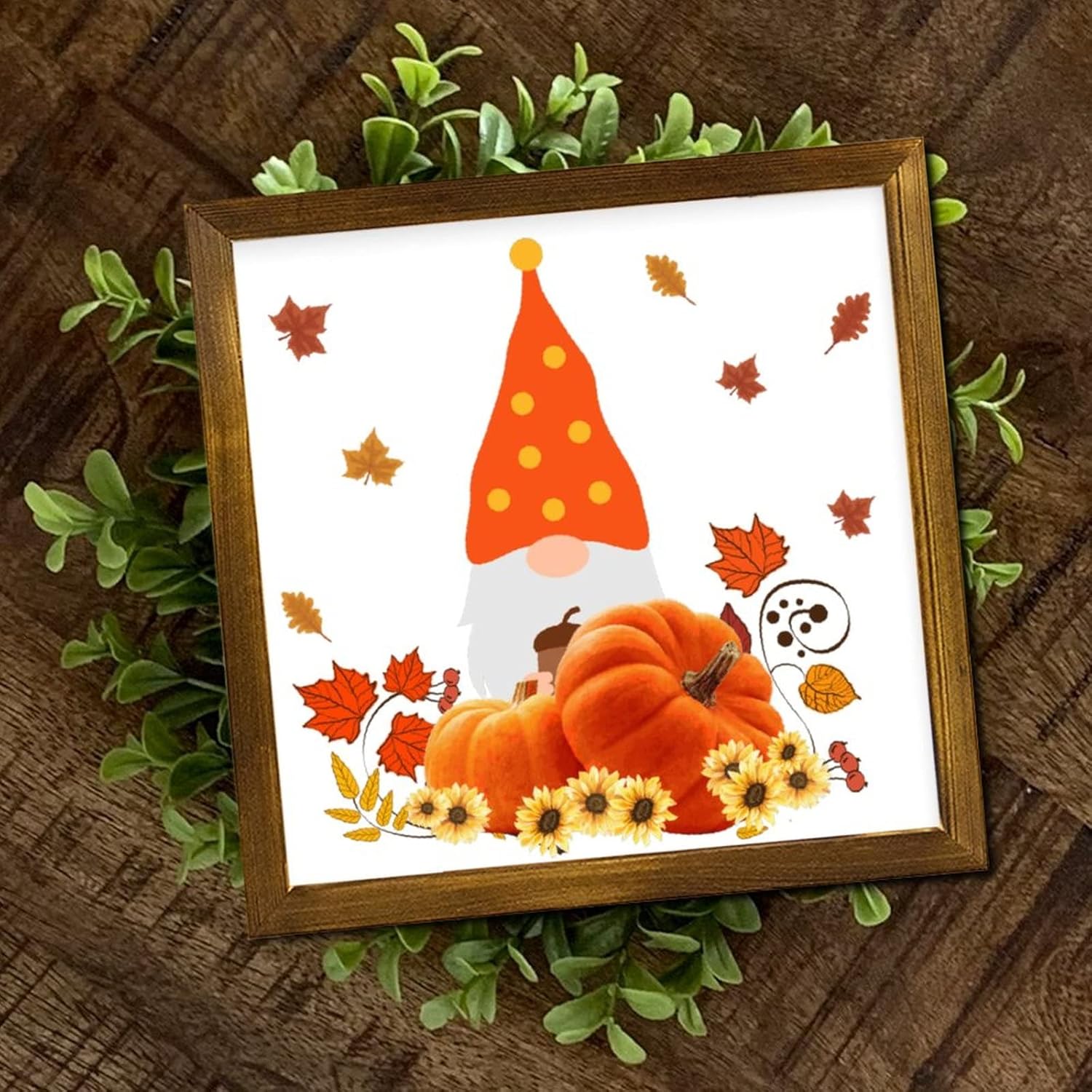 Autumn Pumpkin Gnome Wall Decor 12x12 Inch