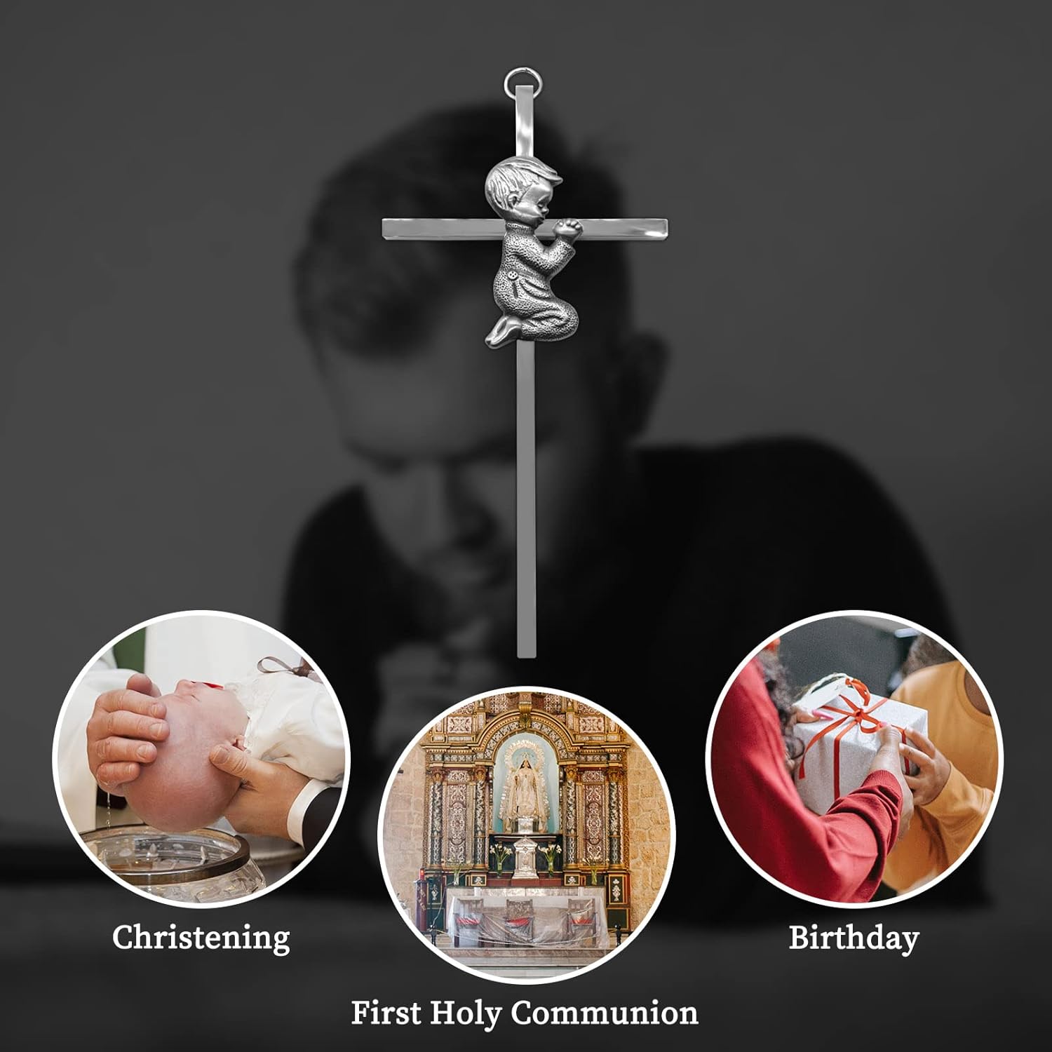 CHIMUYU Boy Girl Wall Cross Baptism Gift Decor