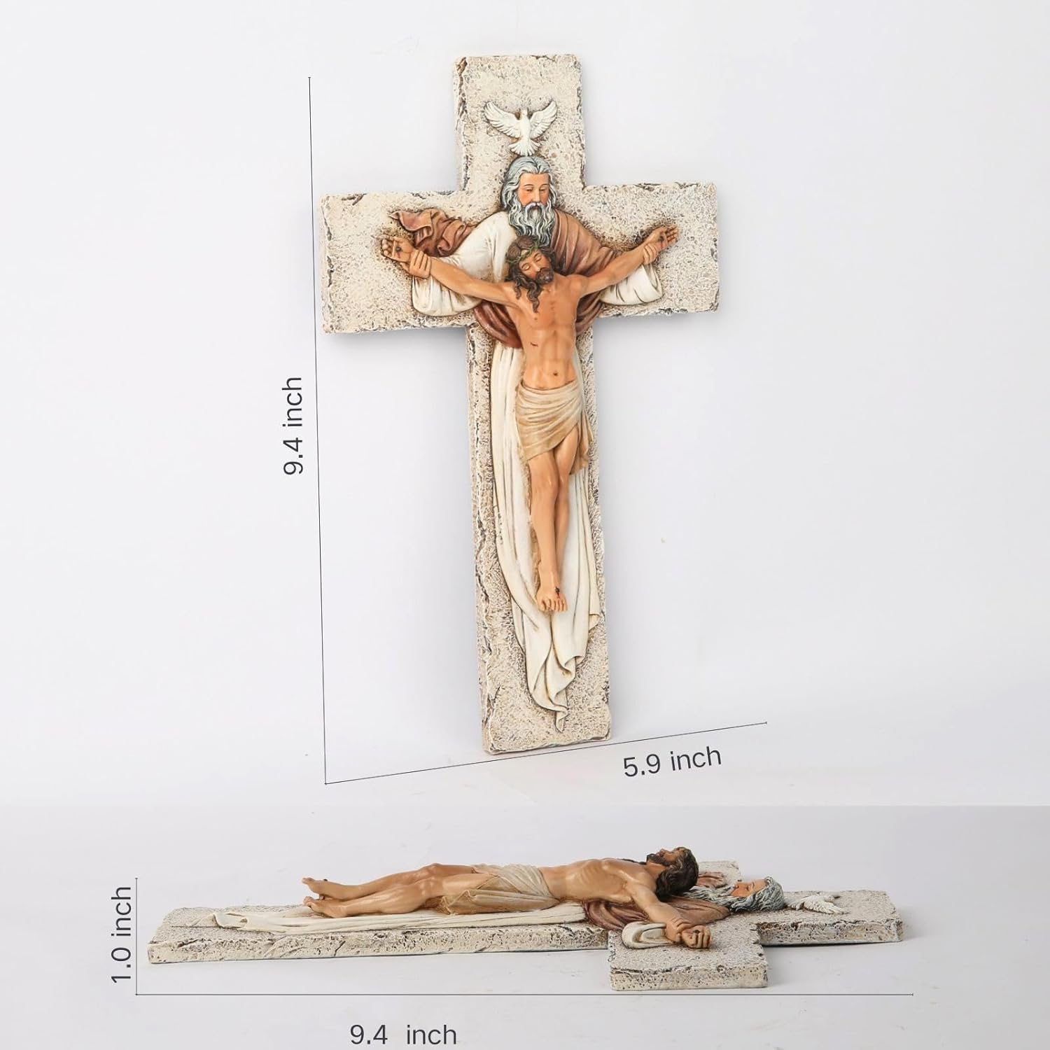 BC Catholic Holy Trinity Crucifix Wall Cross 95 High Inspiring Religious Sculpture