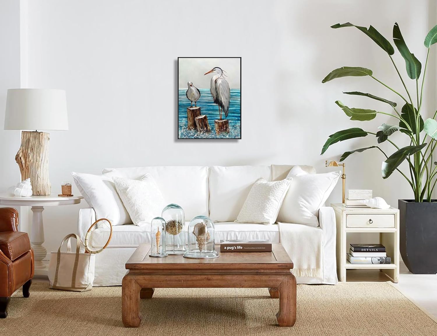 Heron and Seagull Metal Wall Sculpture Silver Aqua Aluminum Art