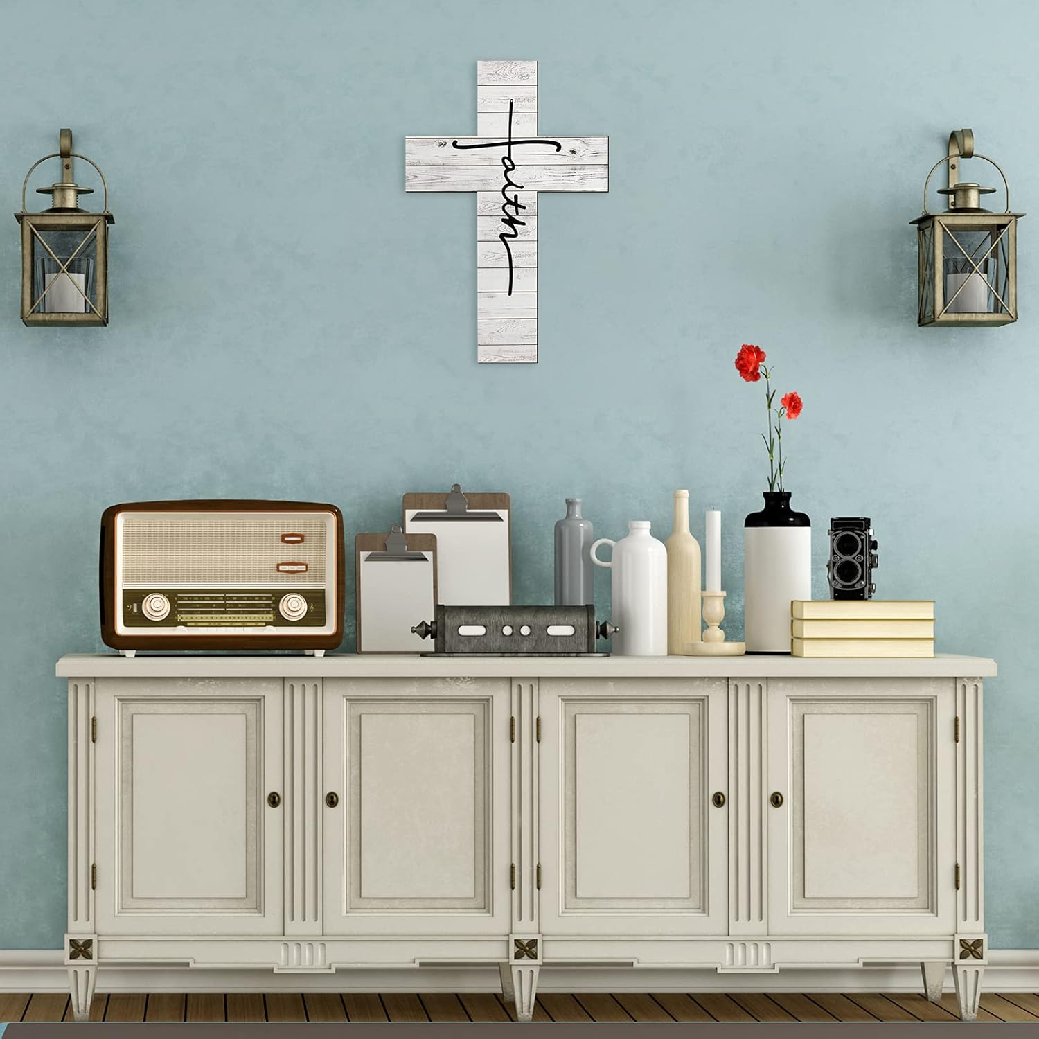 Jetec Faith Cross Wall Art Wooden Christian Decor