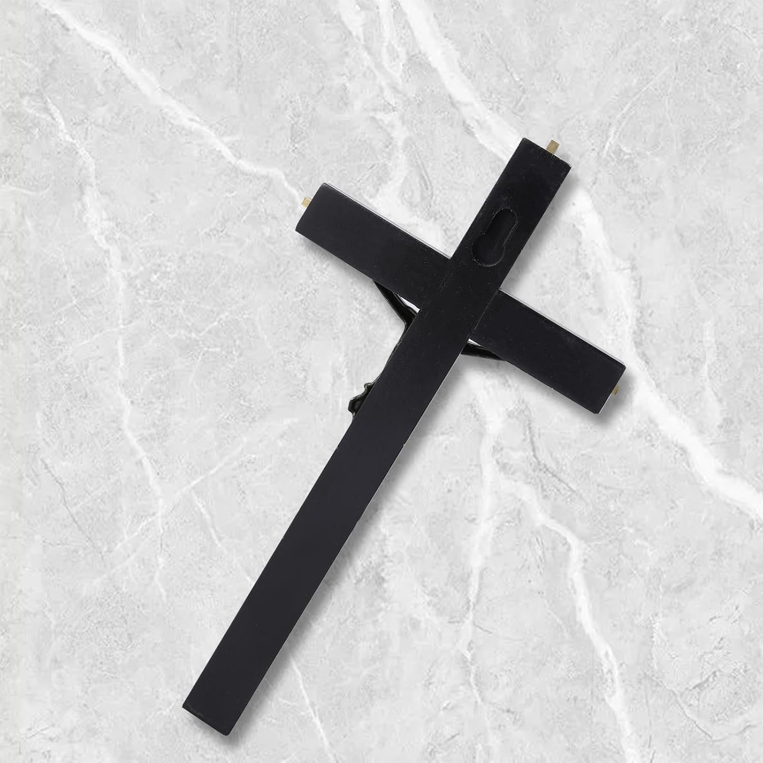 VINETEN Wall Cross Catholic Black Wood and Metal Alloy Decor