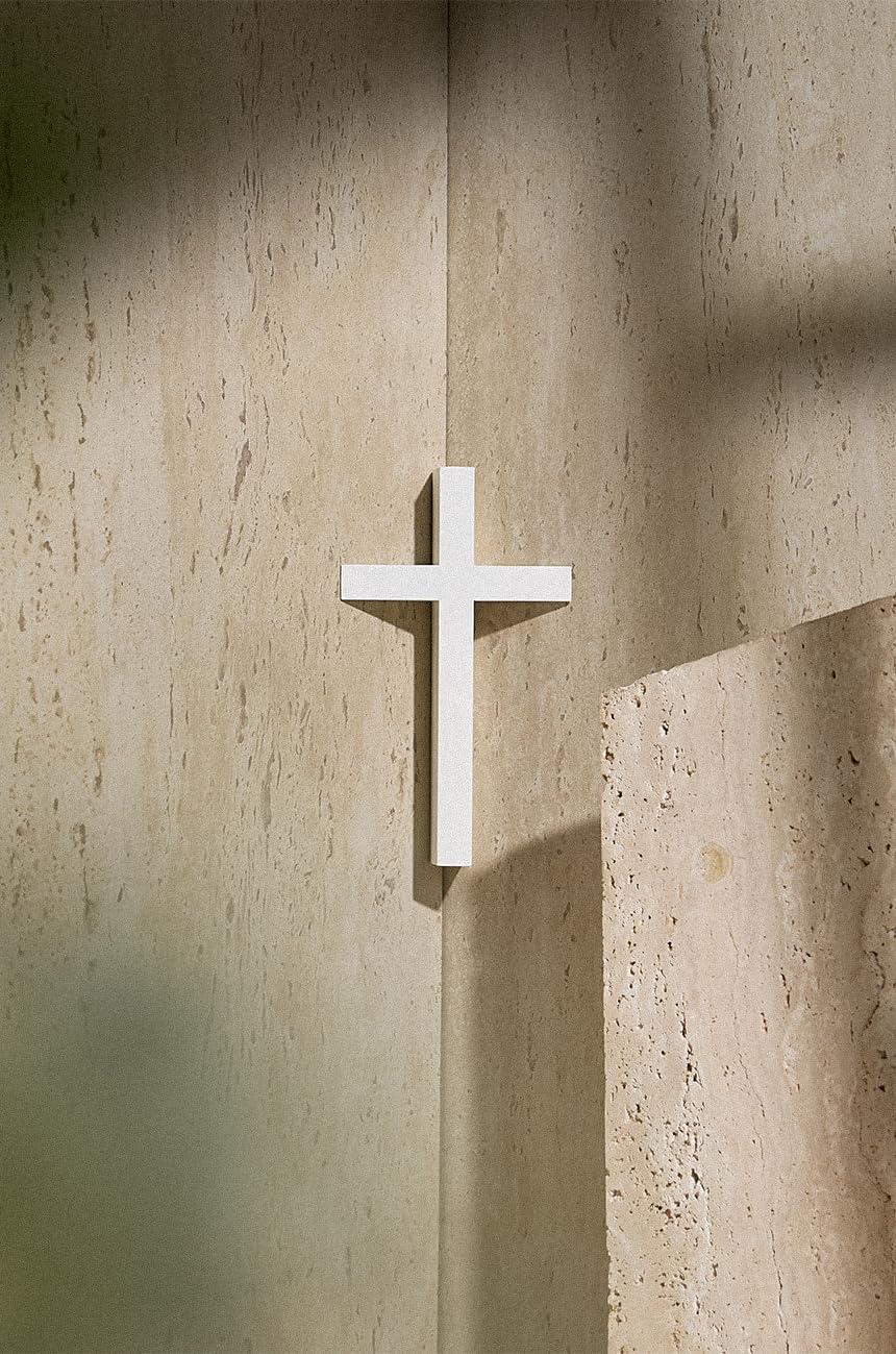 Mosery Wall Cross Corner-Attached White 59 Inch