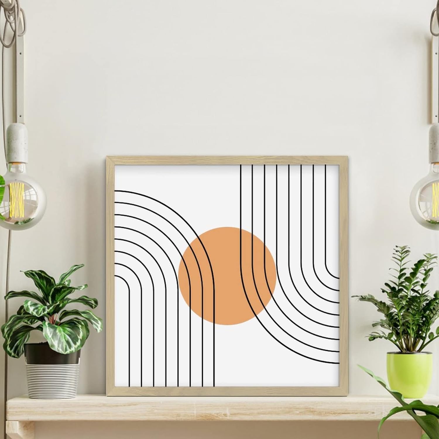 Geometry Orange Wood Wall Decor Sign 12x12in