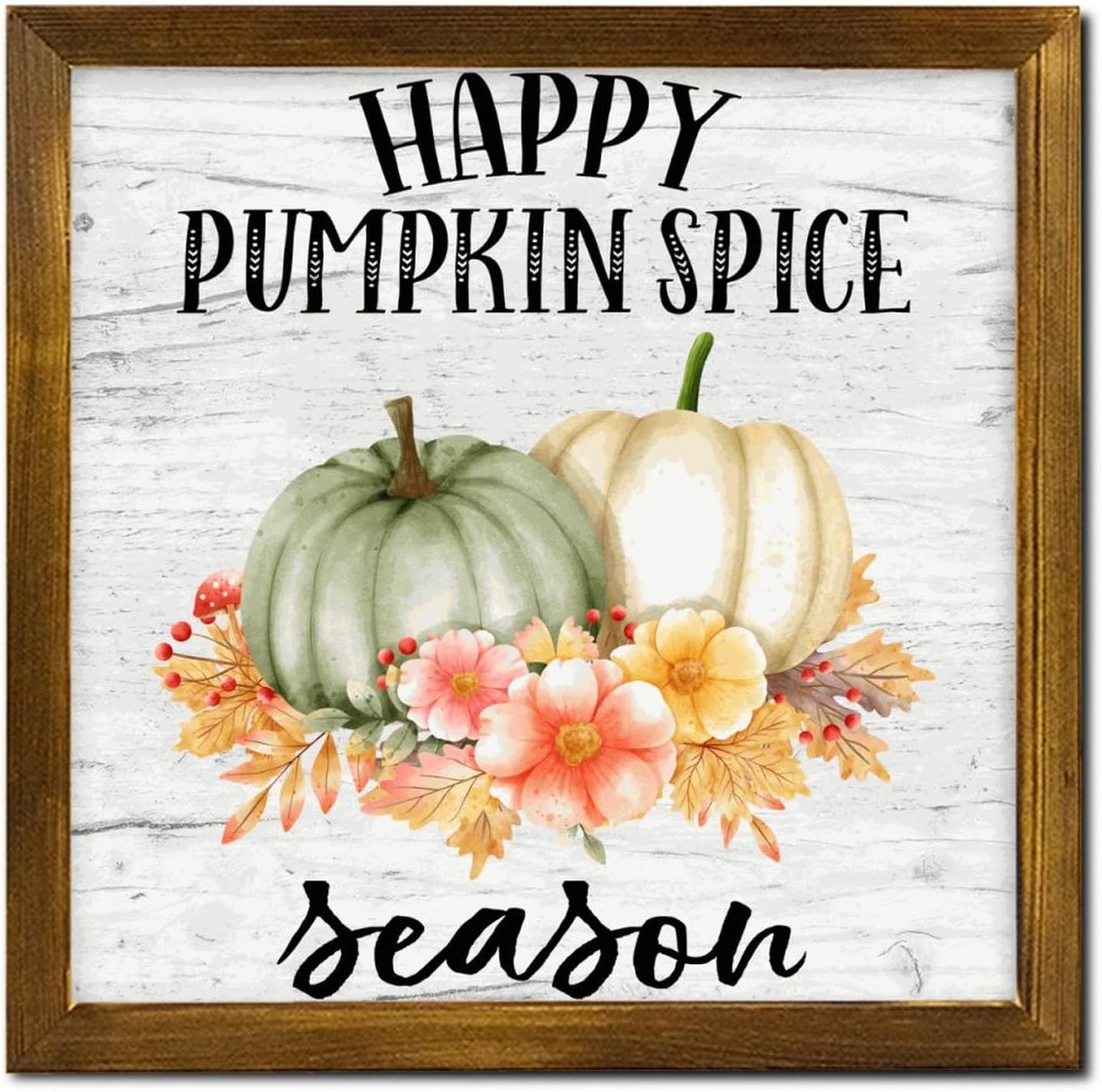 Happy Pumpkin Spice Season Framed Wooden Sign 12x12