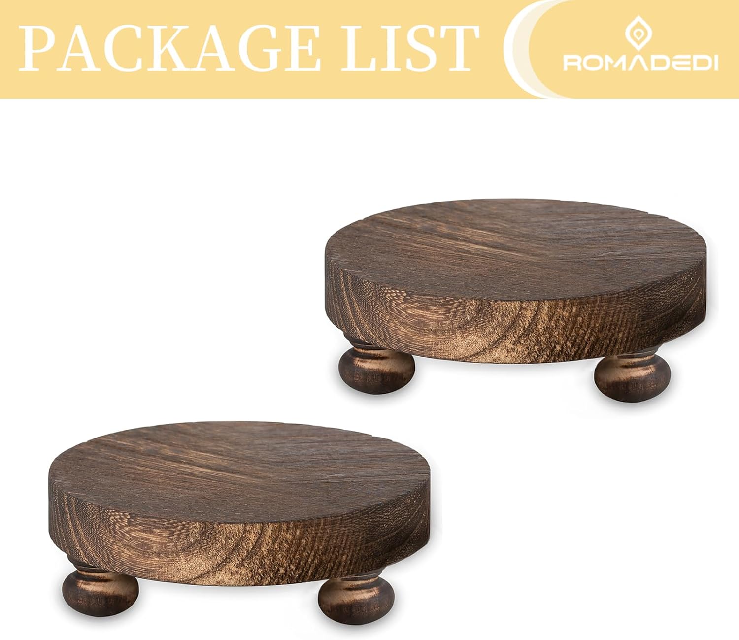 Romadedi Rustic Wood Display Risers - 2 pcs Farmhouse Decor