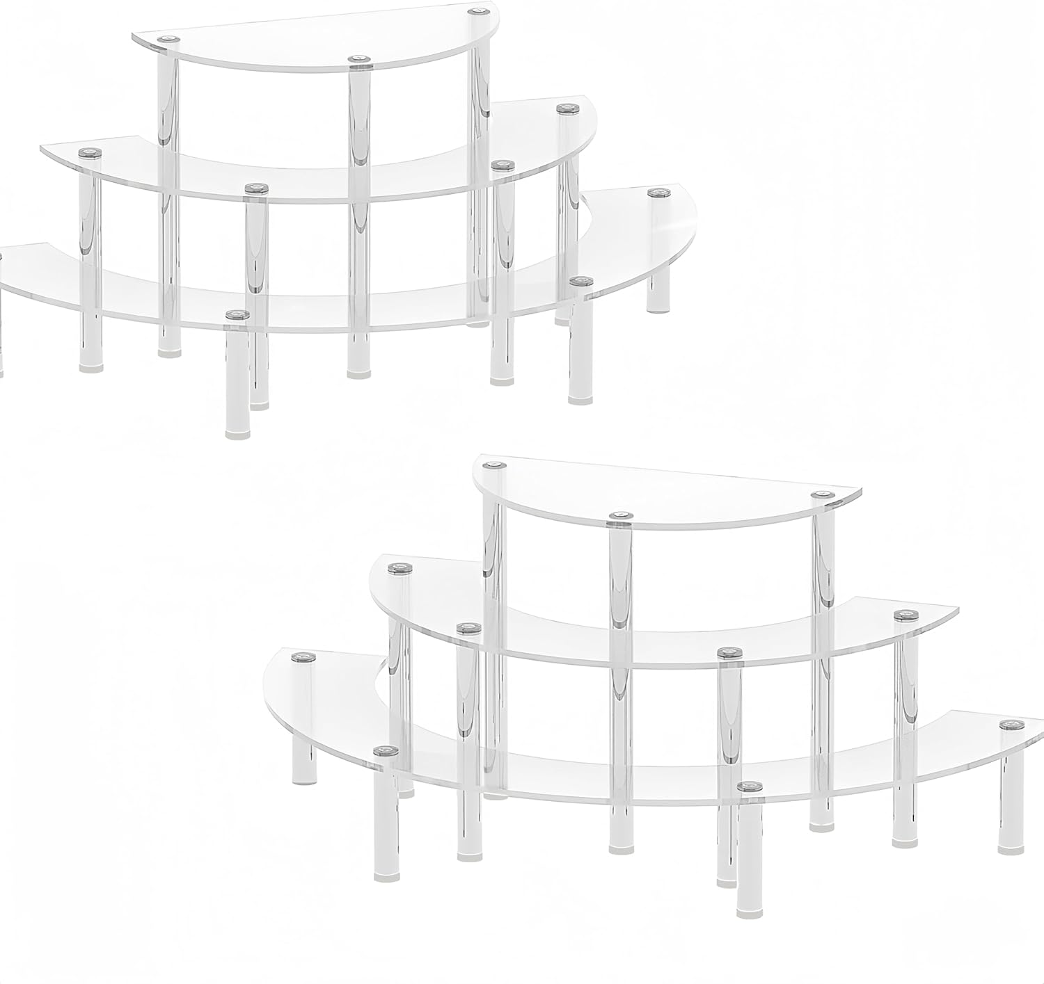 2 Pack 3 Tier Acrylic Display Risers for Cupcakes Perfume and Collections