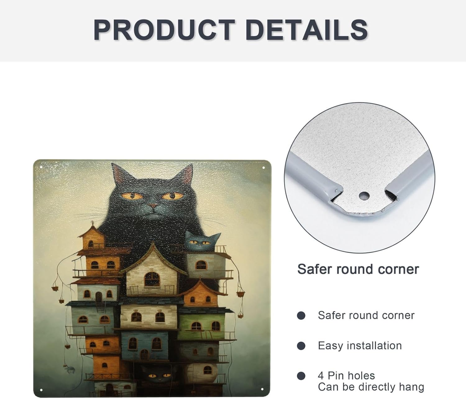 Mystic Feline Fortress Metal Wall Art Decor Sign