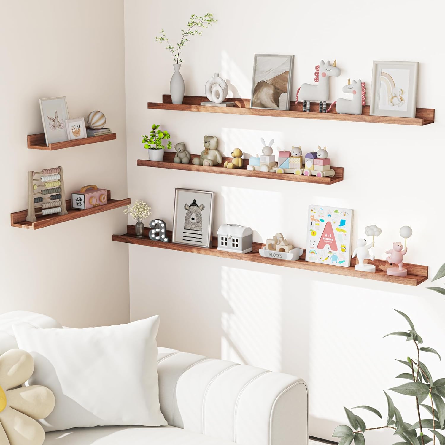 Heimlove Floating Shelf Set of 2 48 Inch WallMounted Picture Ledge