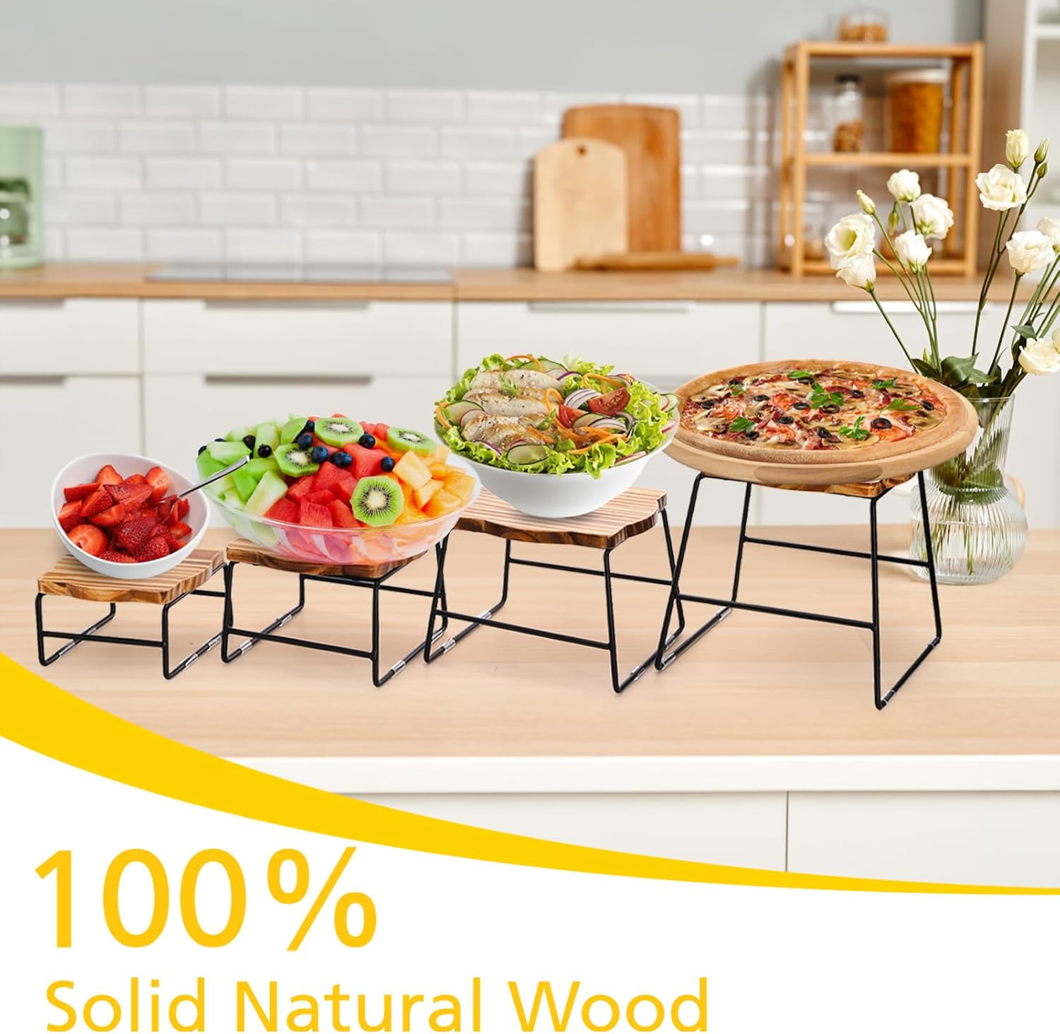 ZENFUN 4 Piece Wood Buffet Risers Set