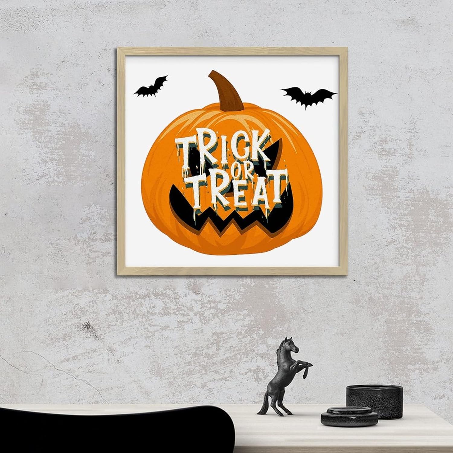 Happy Halloween Wood Framed Pumpkin Wall Sign